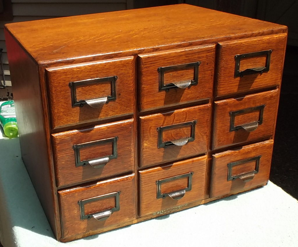Antique 9 Drawer Oak Library Card File Cabinet Wabash File Cabinet inside measurements 1024 X 848