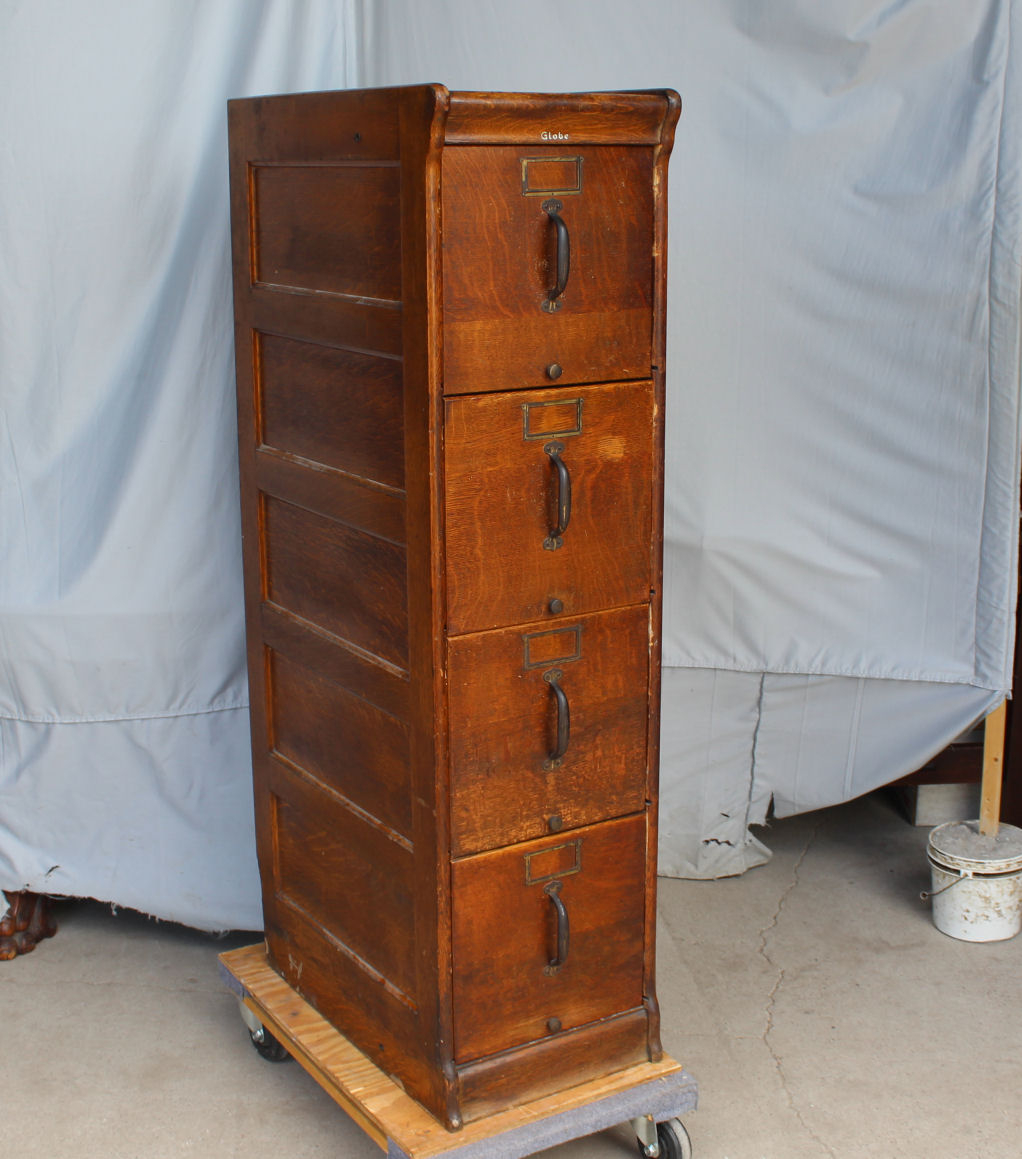 Antique Oak File Cabinet 4 Drawer Globe in proportions 1022 X 1159