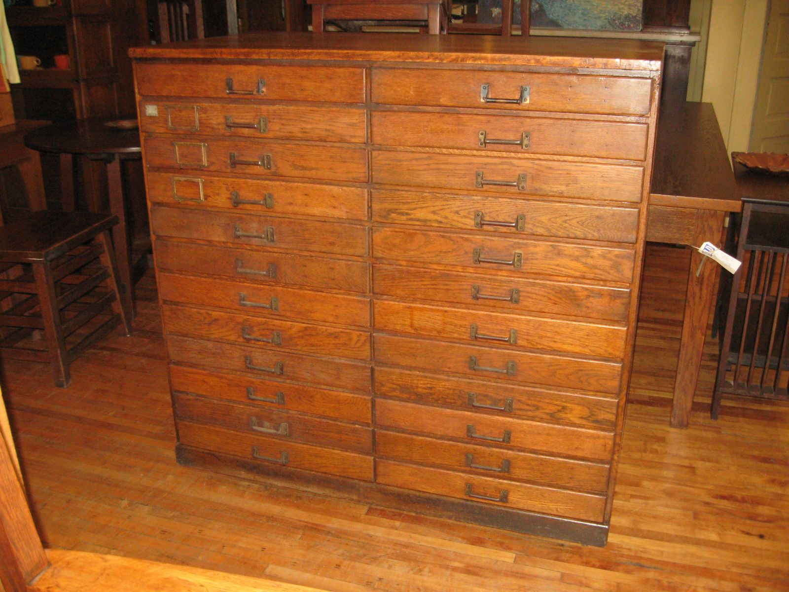 Antique Oak Flat File Chest 24 Drawers Architect Artist Map Cabinet intended for size 1600 X 1200