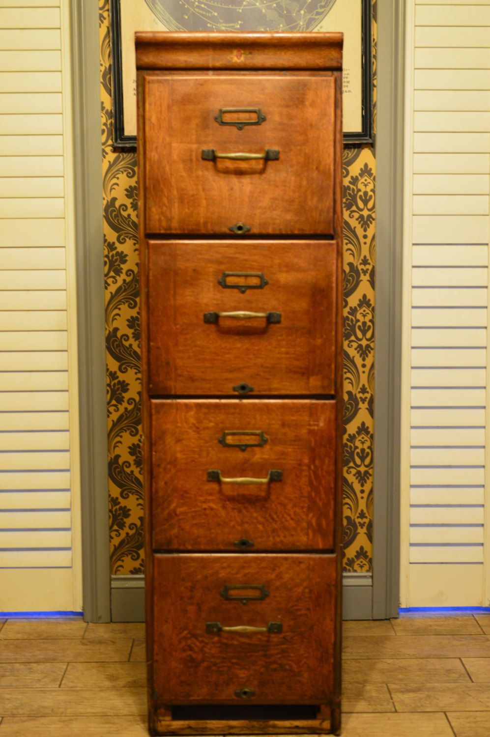 Antique Vintage Oak Filing Cabinet Kenrick And Jefferson Made In for proportions 997 X 1500