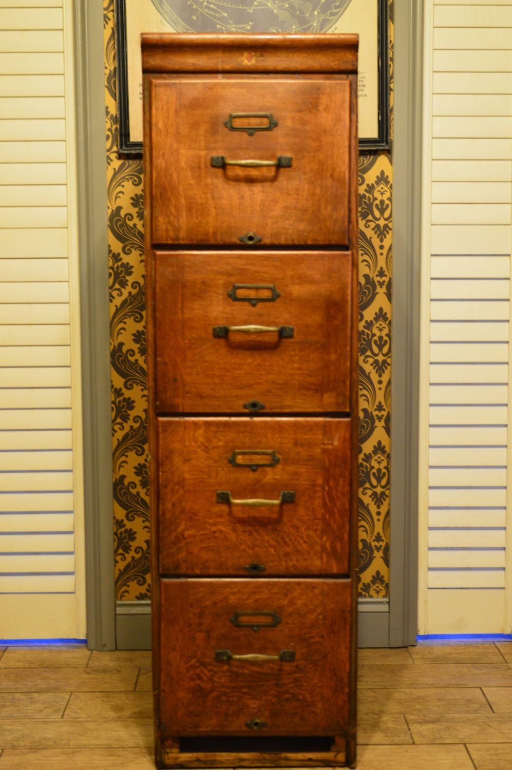 Antique Vintage Oak Filing Cabinet Kenrick And Jefferson Made In inside measurements 997 X 1500