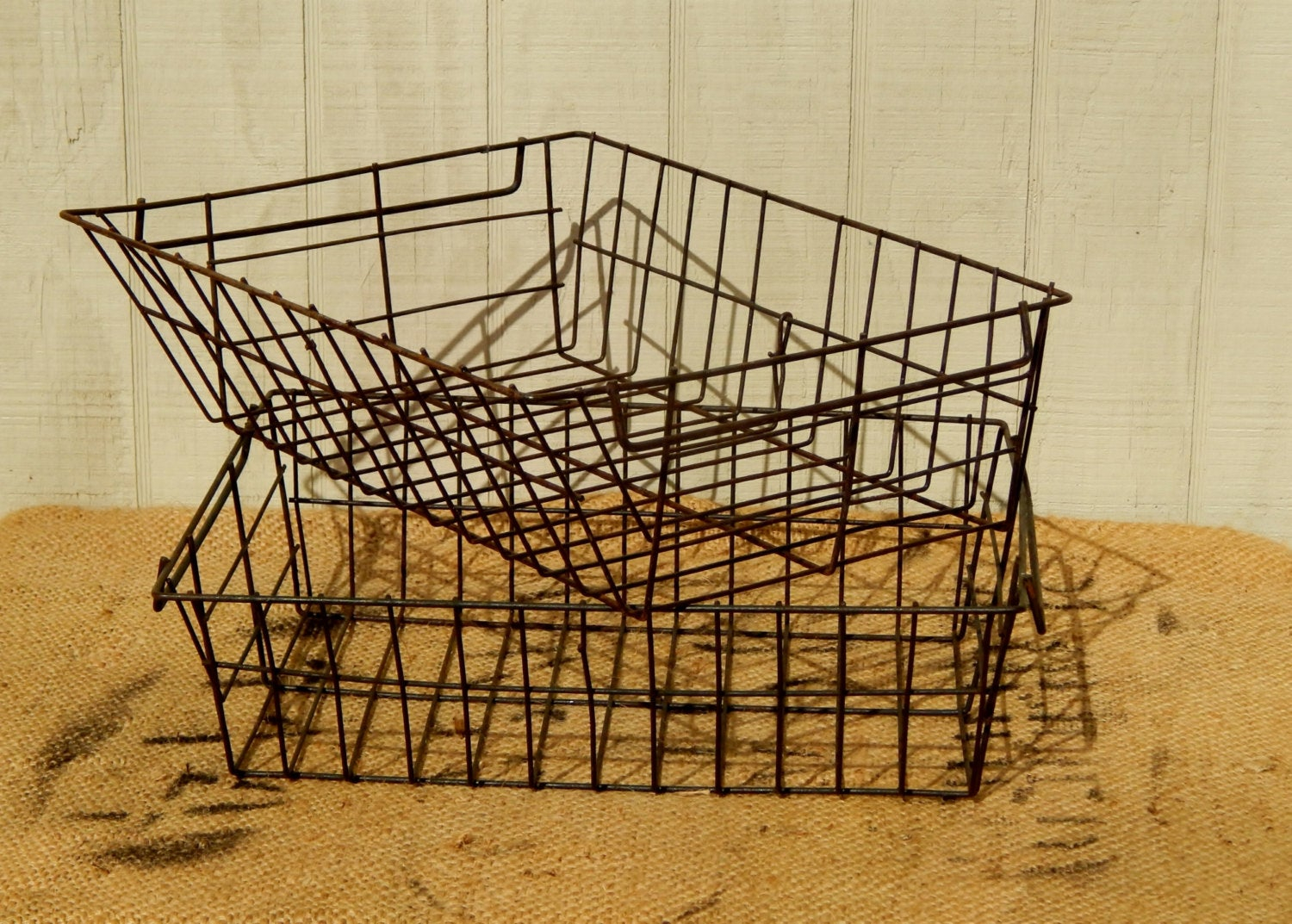Antique Wire Baskets Rustic Wire Baskets Storage Baskets Etsy with measurements 1500 X 1073