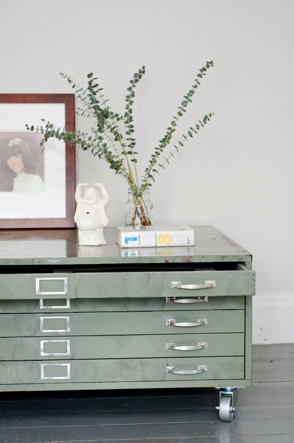 Architects Flat File Cabinet Coffee Table In Green Klinker On with regard to dimensions 996 X 1500