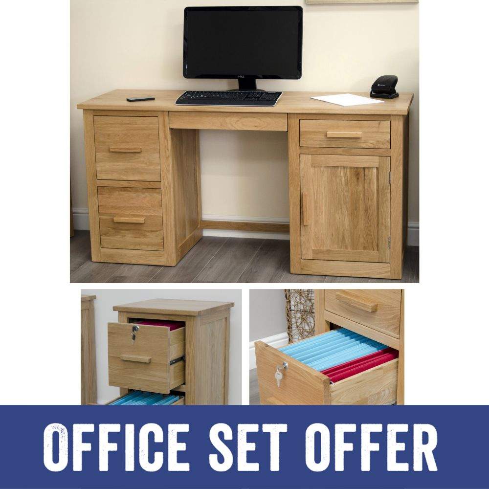 Arden Solid Oak Furniture Desk And Filing Cabinet Package Home Office intended for proportions 1000 X 1000