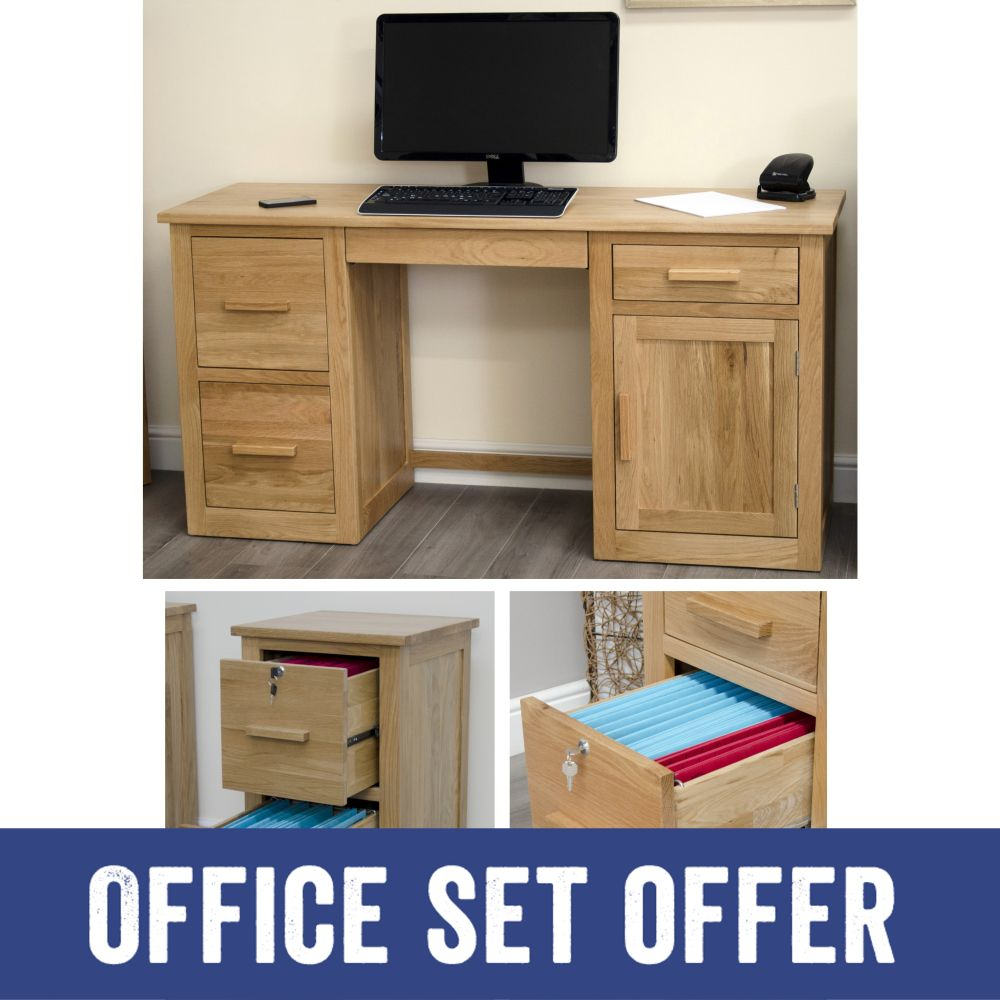 Arden Solid Oak Furniture Desk And Filing Cabinet Package Home Office with regard to dimensions 1000 X 1000