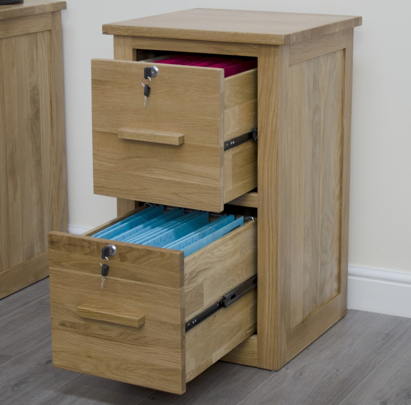 Arden Solid Oak Two Drawer Lockable Filing Cabinet Office Furniture intended for size 1400 X 1378