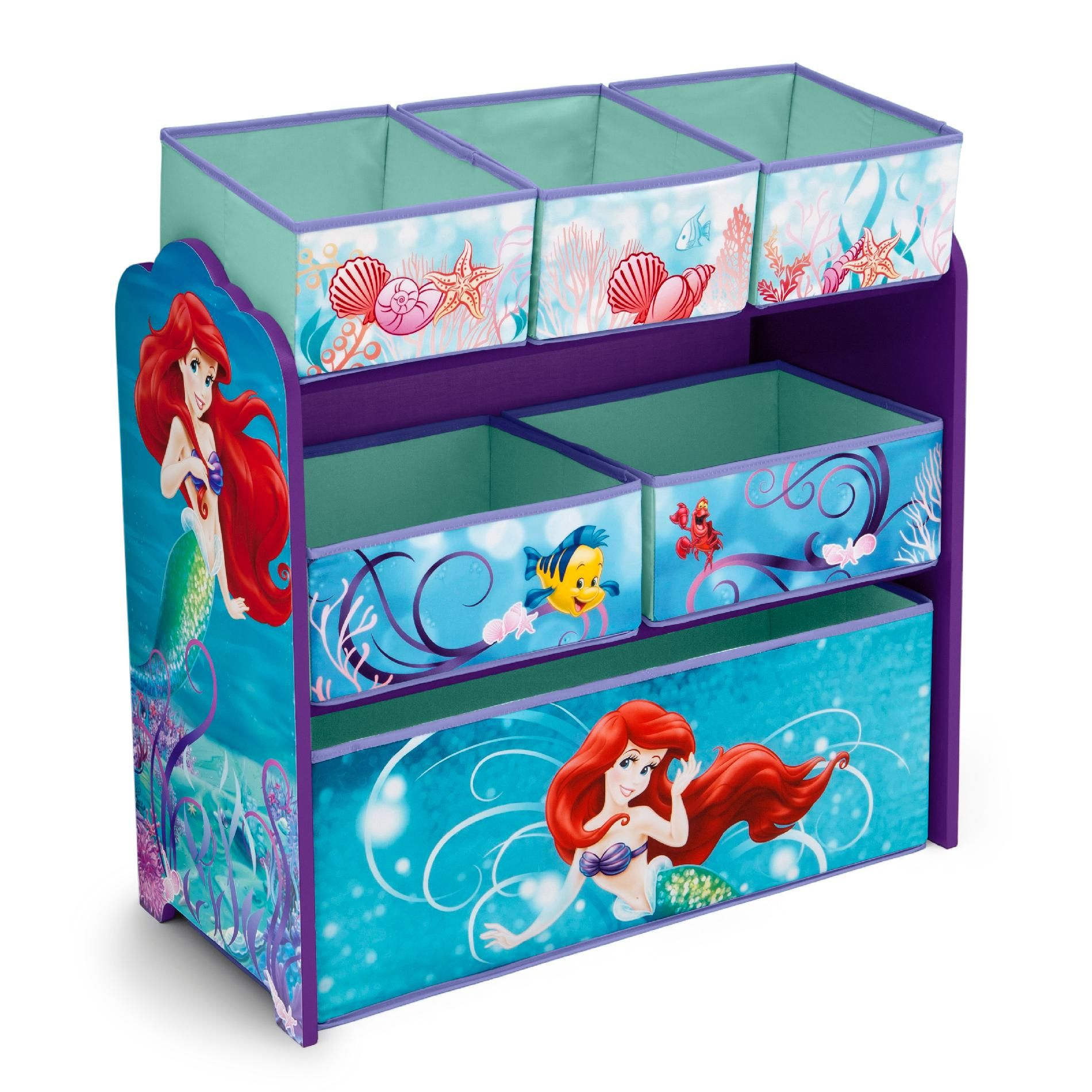 Ariel Bedroom Decor Little Mermaid Multi Bin Toy Organizer For inside measurements 1900 X 1900