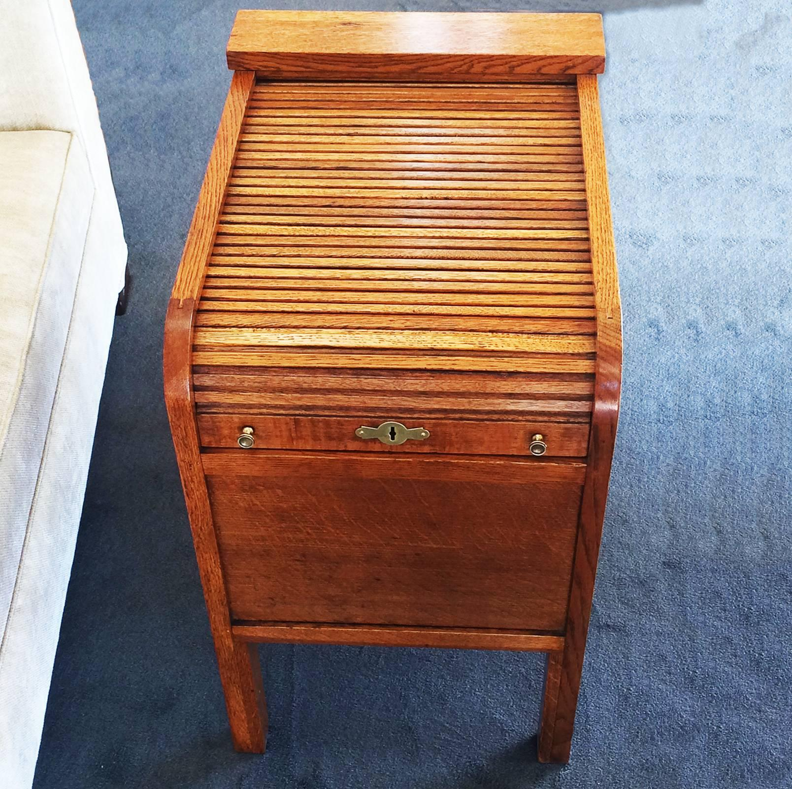 Art Deco Golden Oak Tambour Roll Top Filing Cabinet At 1stdibs within size 1608 X 1600