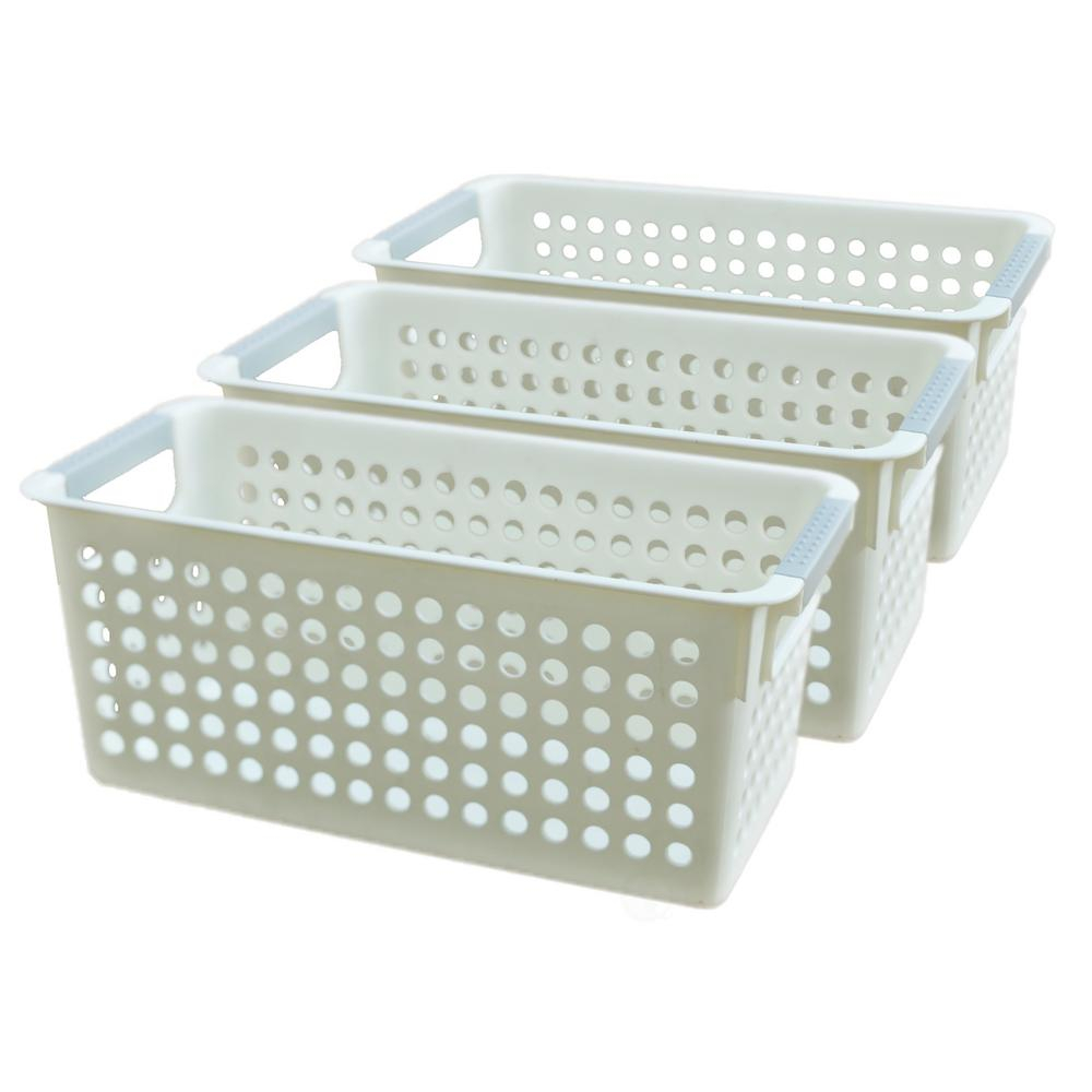 Basicwise 133 G White Rectangular Plastic Shelf Organizer Basket for proportions 1000 X 1000