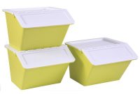 Basicwise Storage Bins Large Plastic Stackable 3 Piece 12 Inch H X intended for dimensions 1000 X 1000