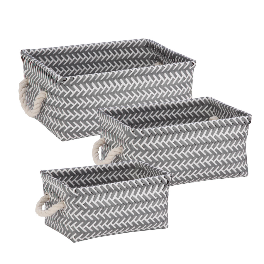 Basket Set 3 Piece Gray Zig Zag Design Plastic Toy Storage intended for proportions 900 X 900