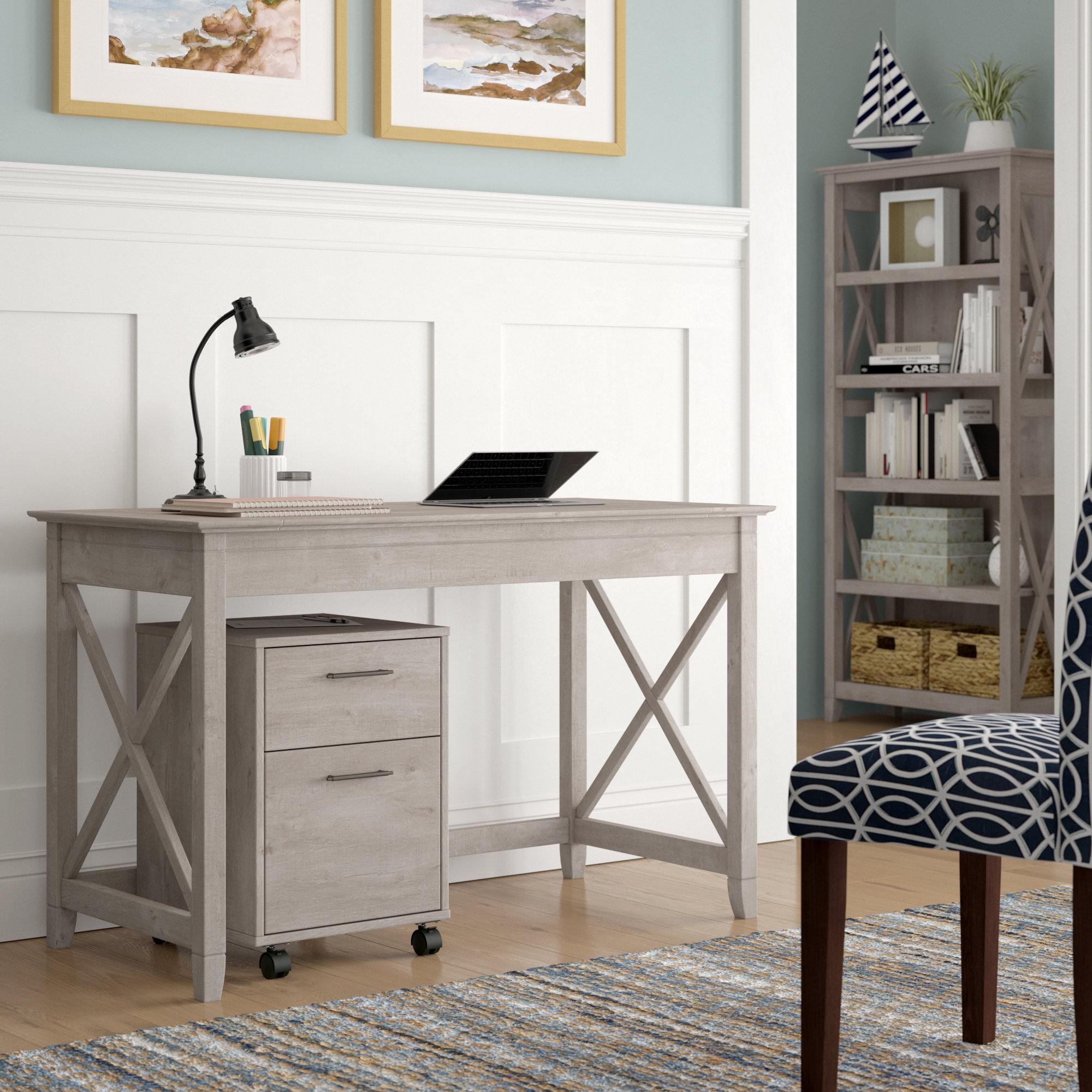 Beachcrest Home Keywest Desk Bookcase And Filing Cabinet Set regarding dimensions 2000 X 2000