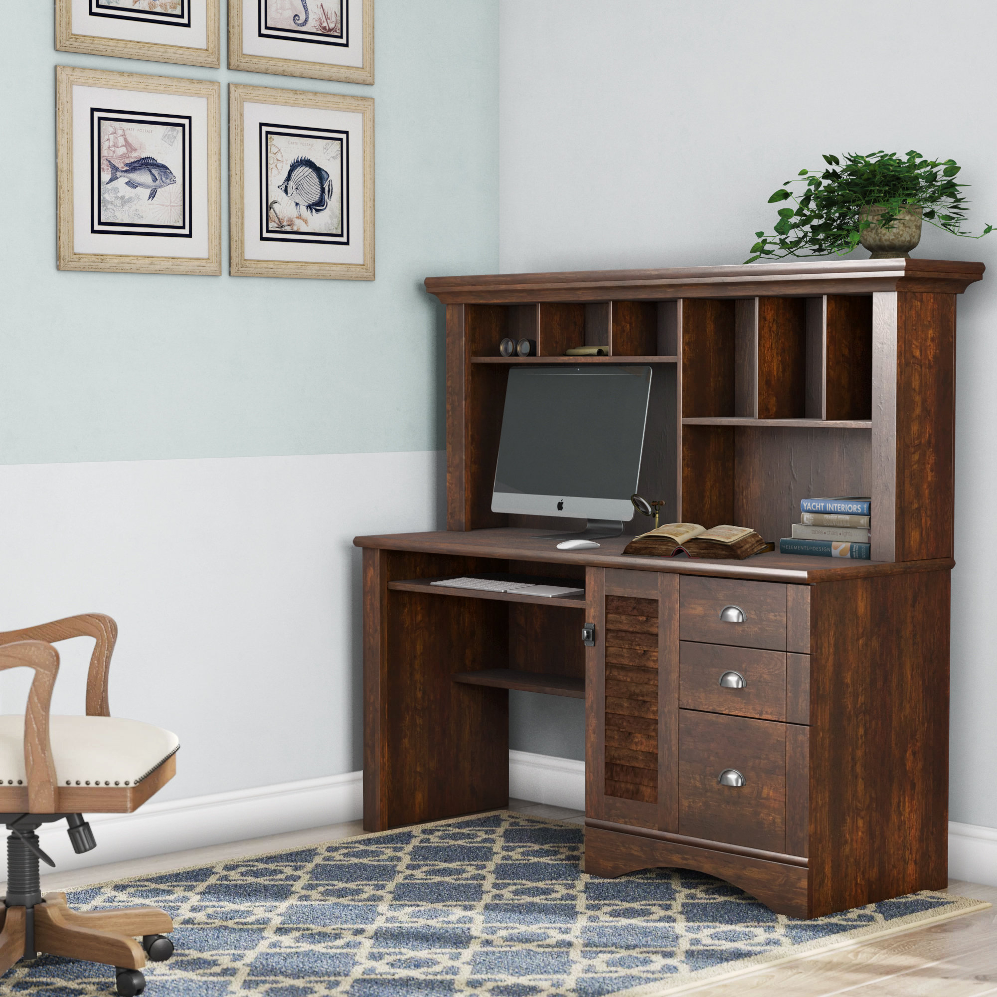 Beachcrest Home Stalter Computer Desk With Hutch Reviews Wayfairca for sizing 2000 X 2000