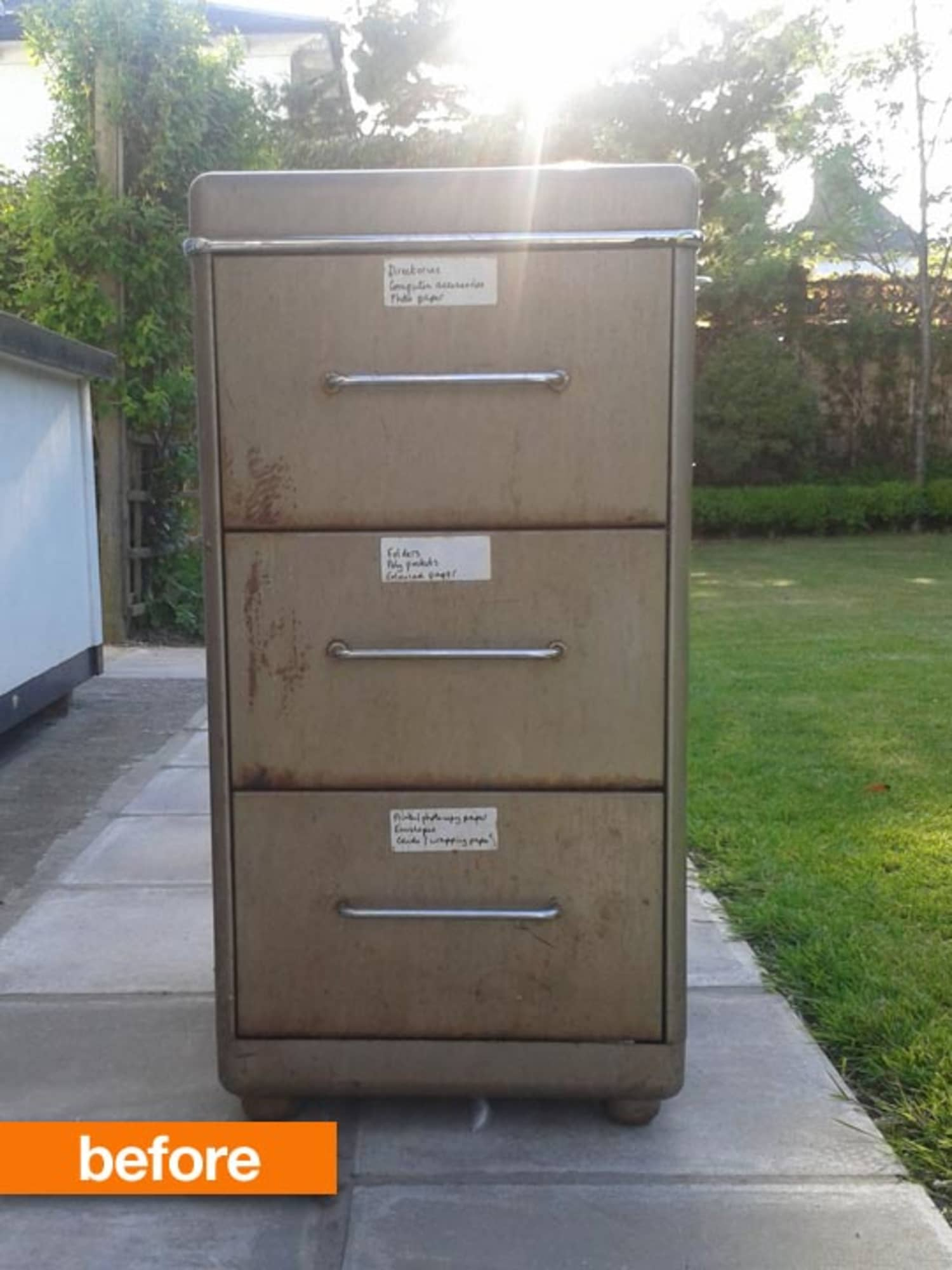 Before After Rusty Filing Cabinet Makeover Apartment Therapy pertaining to proportions 1500 X 2000