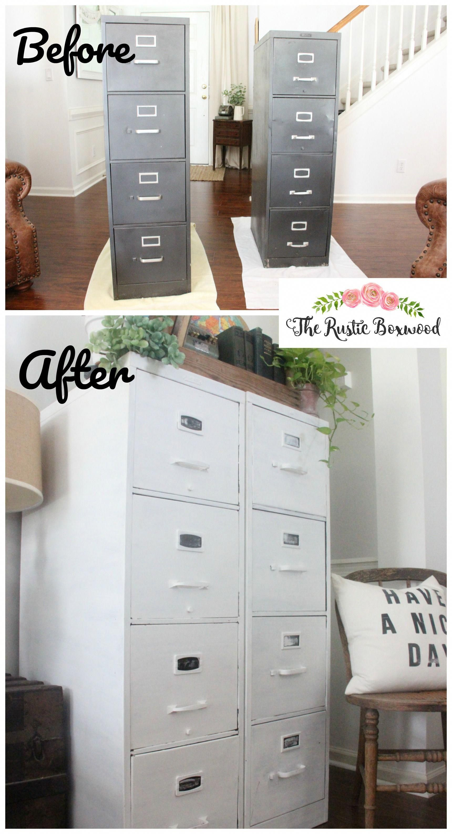 Before And After Metal File Cabinet Makeover The Rustic Boxwood inside measurements 1720 X 3176