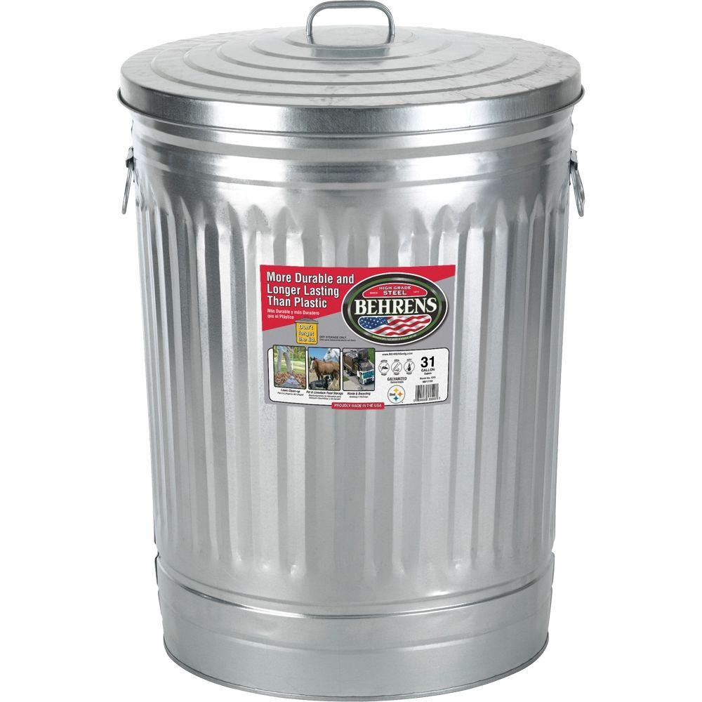 Behrens 31 Gal Galvanized Steel Round Trash Can With Lid 1270 The throughout measurements 1000 X 1000