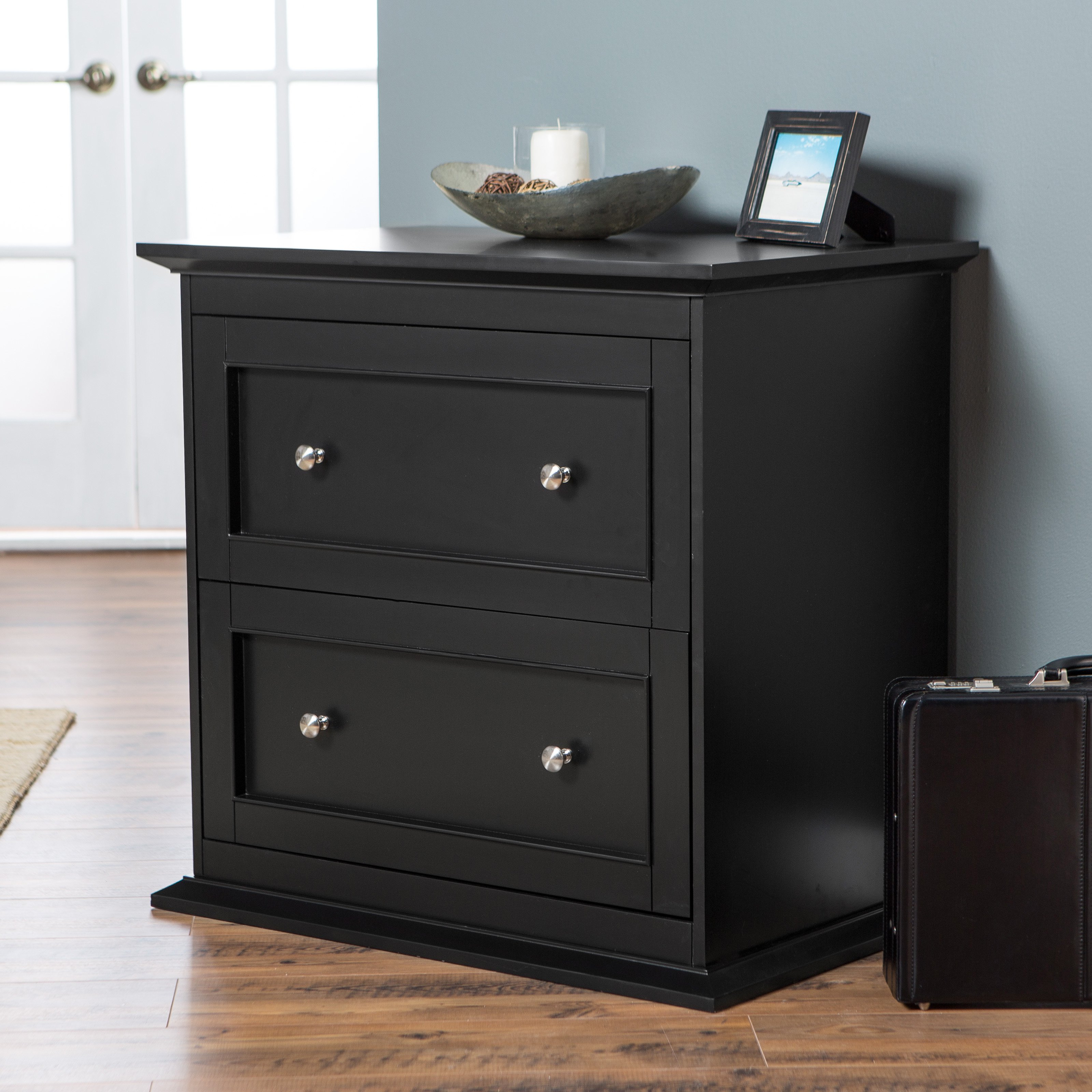 Belham Living Hampton 2 Drawer Lateral Wood Filing Cabinet Black intended for proportions 3200 X 3200
