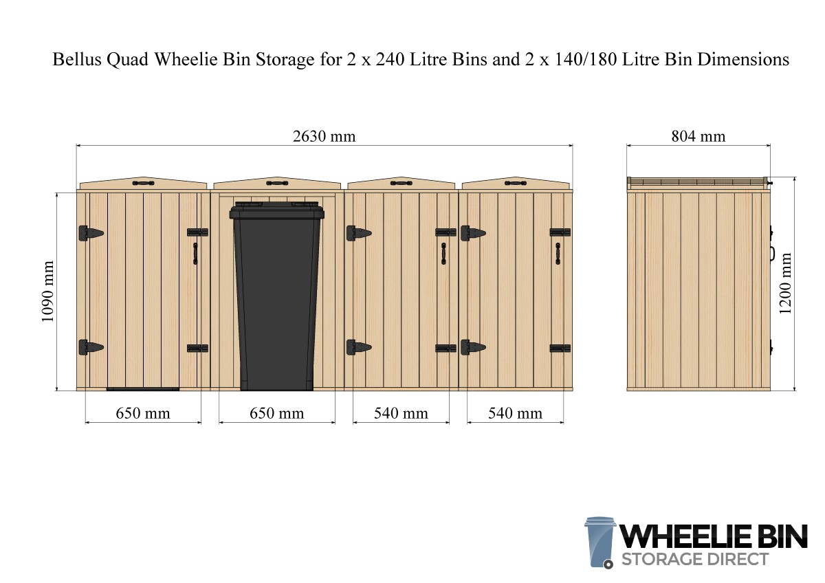 Bellus Quad Wheelie Bin Chest Storage For 4 Wheelie Bins inside proportions 1200 X 848