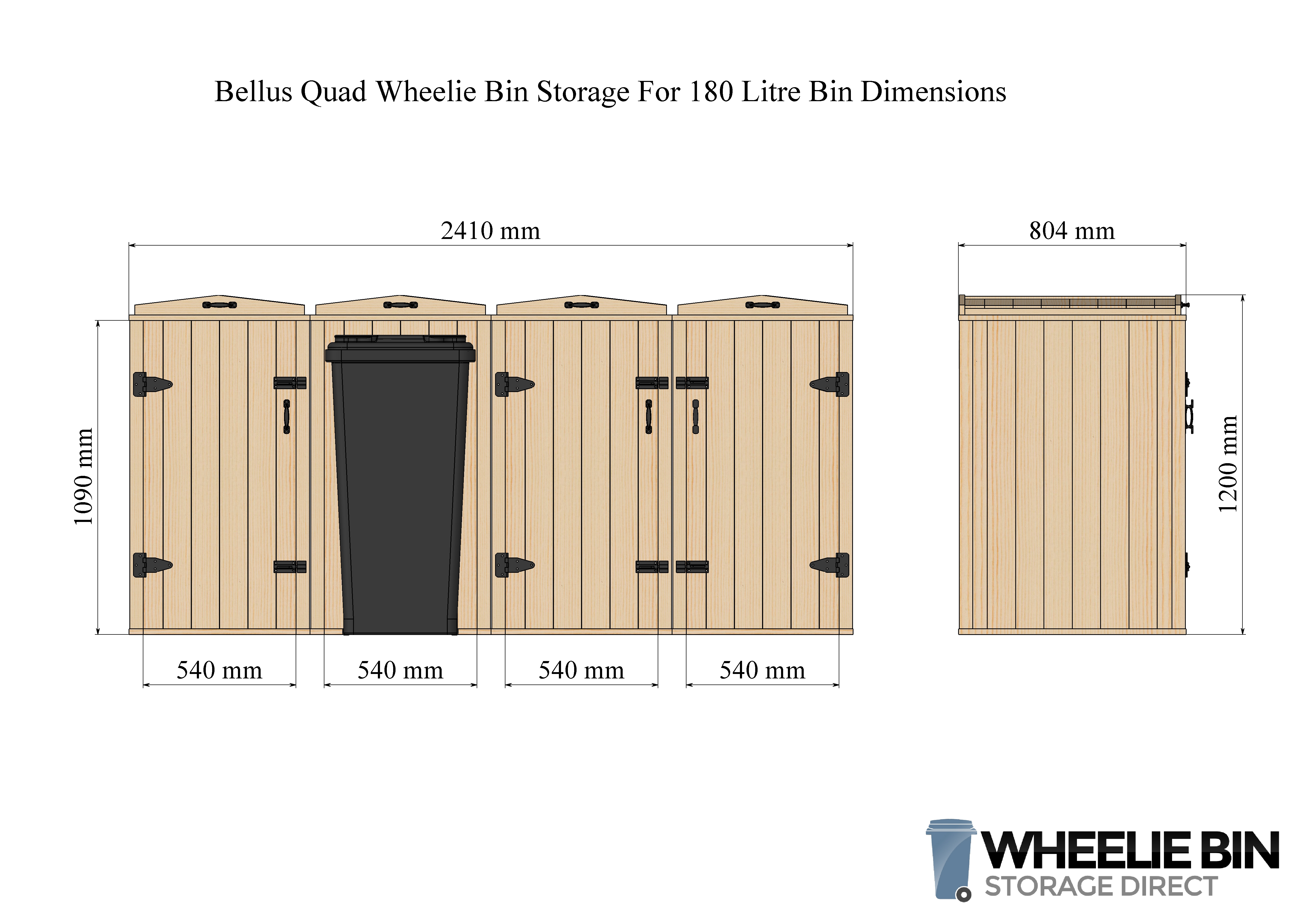 Bellus Quad Wheelie Bin Chest Storage For 4 Wheelie Bins inside proportions 4960 X 3507