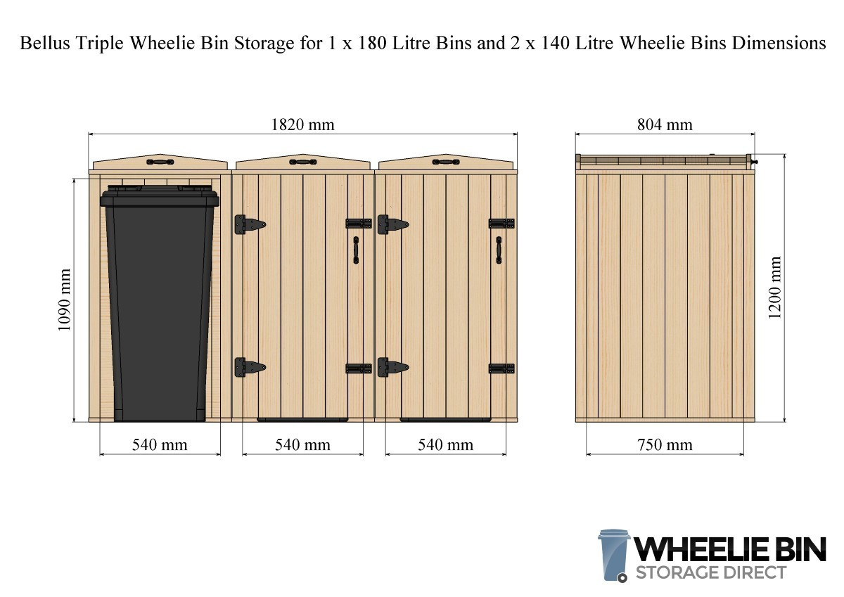 Bellus Triple Wheelie Bin Storage Chest Wheeliebinstoragedirectcouk intended for sizing 1200 X 849