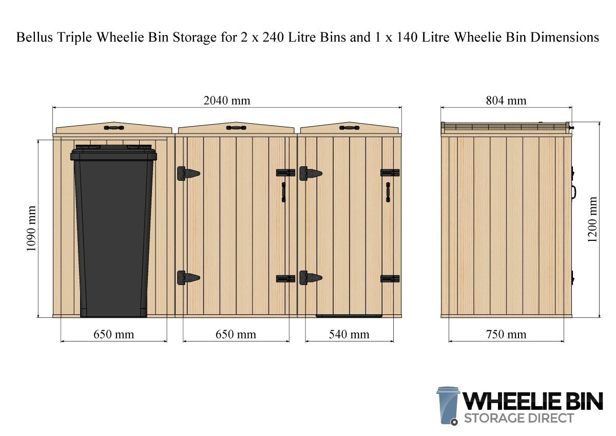 Bellus Triple Wheelie Bin Storage Chest Wheeliebinstoragedirectcouk intended for sizing 1200 X 849