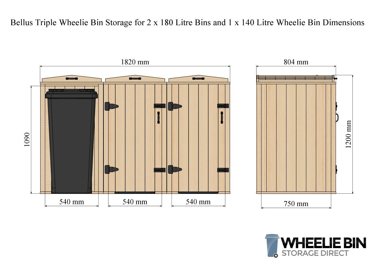Wheelie Bin Storage Triple • Cabinet Ideas