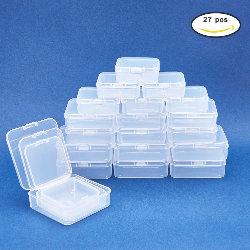 Benecreat 27 Pack Mixed Size Rectangle Mini Clear Plastic Bead pertaining to dimensions 1001 X 1001