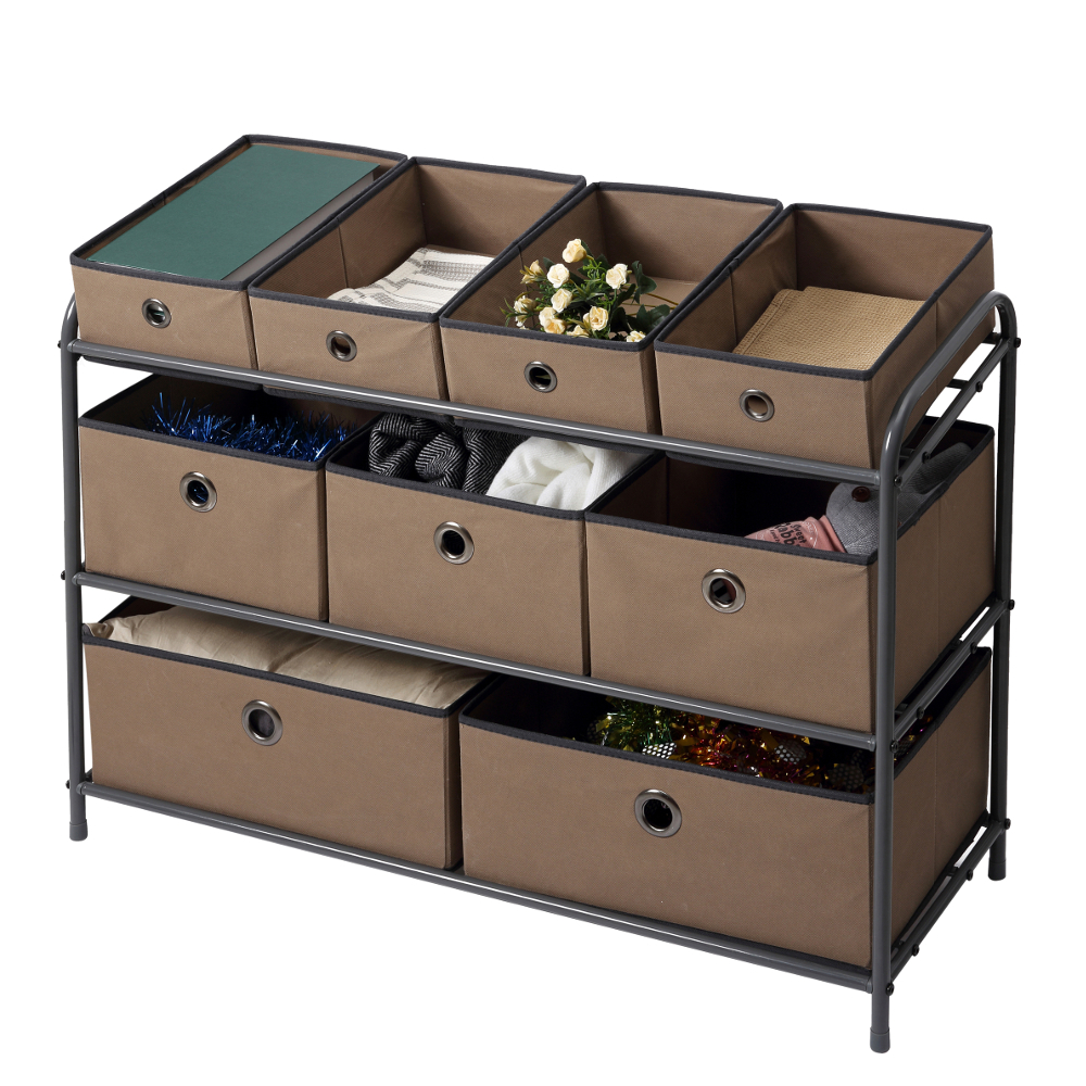 Bintopia 3 Tier Multi Bin Storage Organizer Taupe With Gray Trim in measurements 1000 X 1000