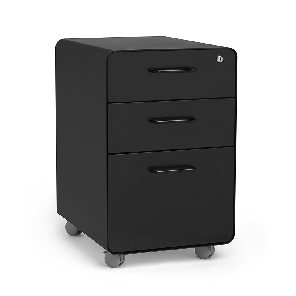 Black Stow 3 Drawer File Cabinet Rolling Poppin for sizing 1000 X 1000