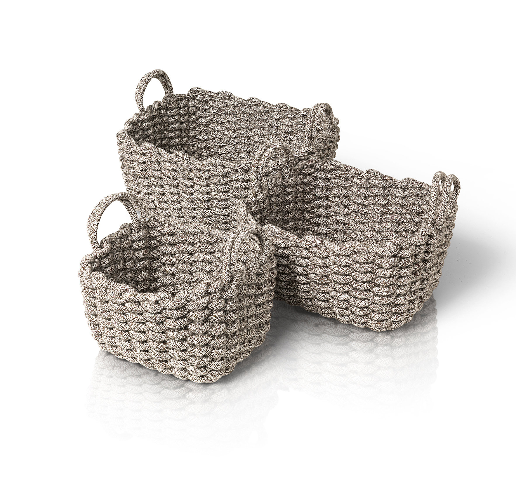 Blomus Rectangle Crochet Fabric 3 Piece Basket Set Wayfair pertaining to proportions 1767 X 1658