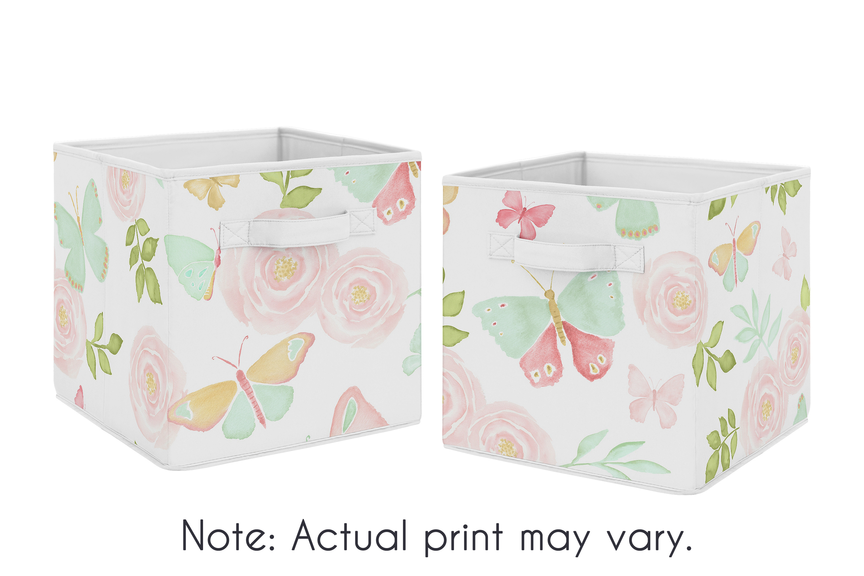 Blush Pink Mint Butterfly Floral Foldable Fabric Storage Cube Bins inside dimensions 3000 X 2000