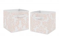 Blush Pink White Damask Amelia Foldable Fabric Storage Cube Bins within sizing 3000 X 2000