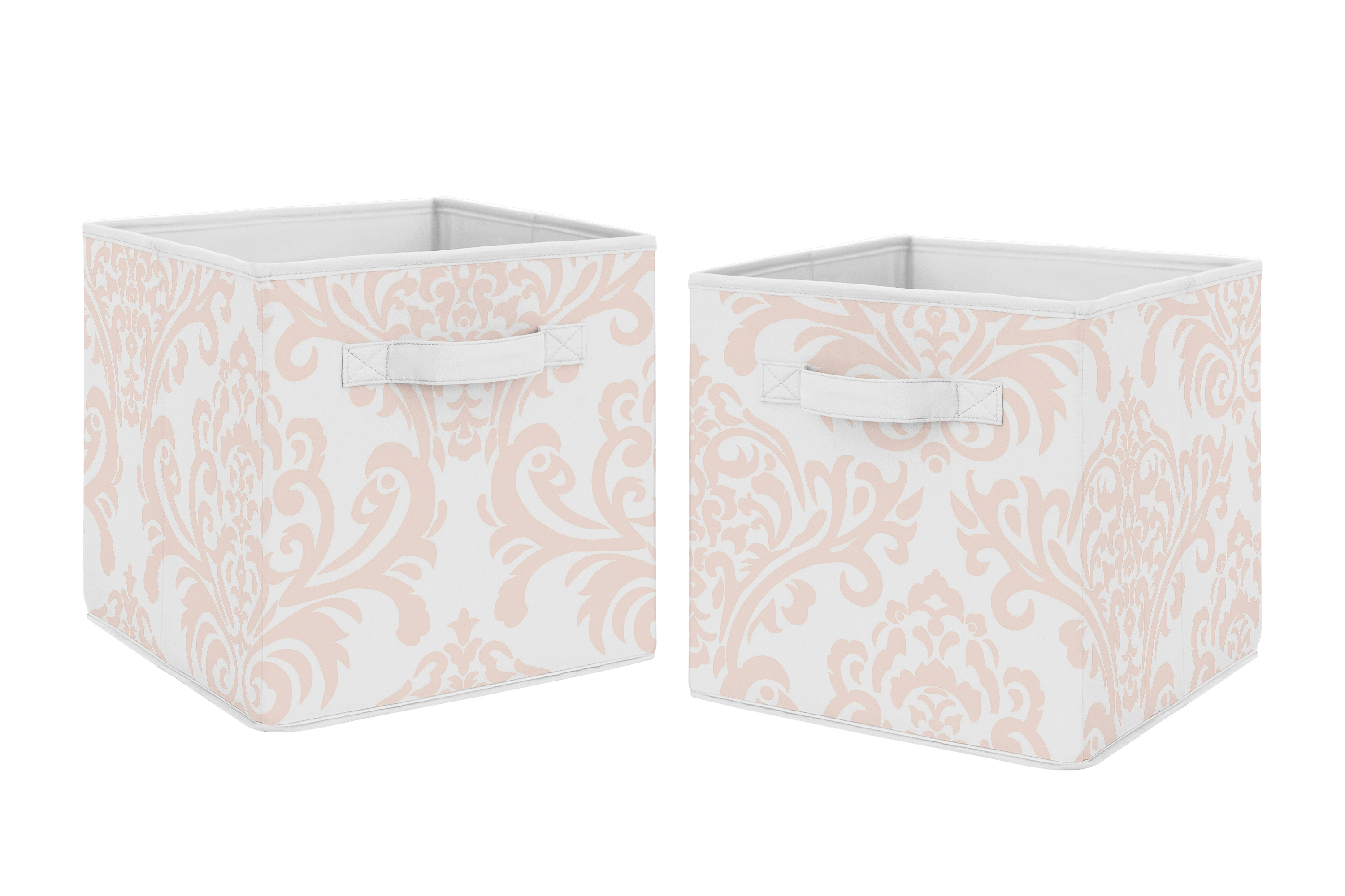 Blush Pink White Damask Amelia Foldable Fabric Storage Cube Bins within sizing 3000 X 2000