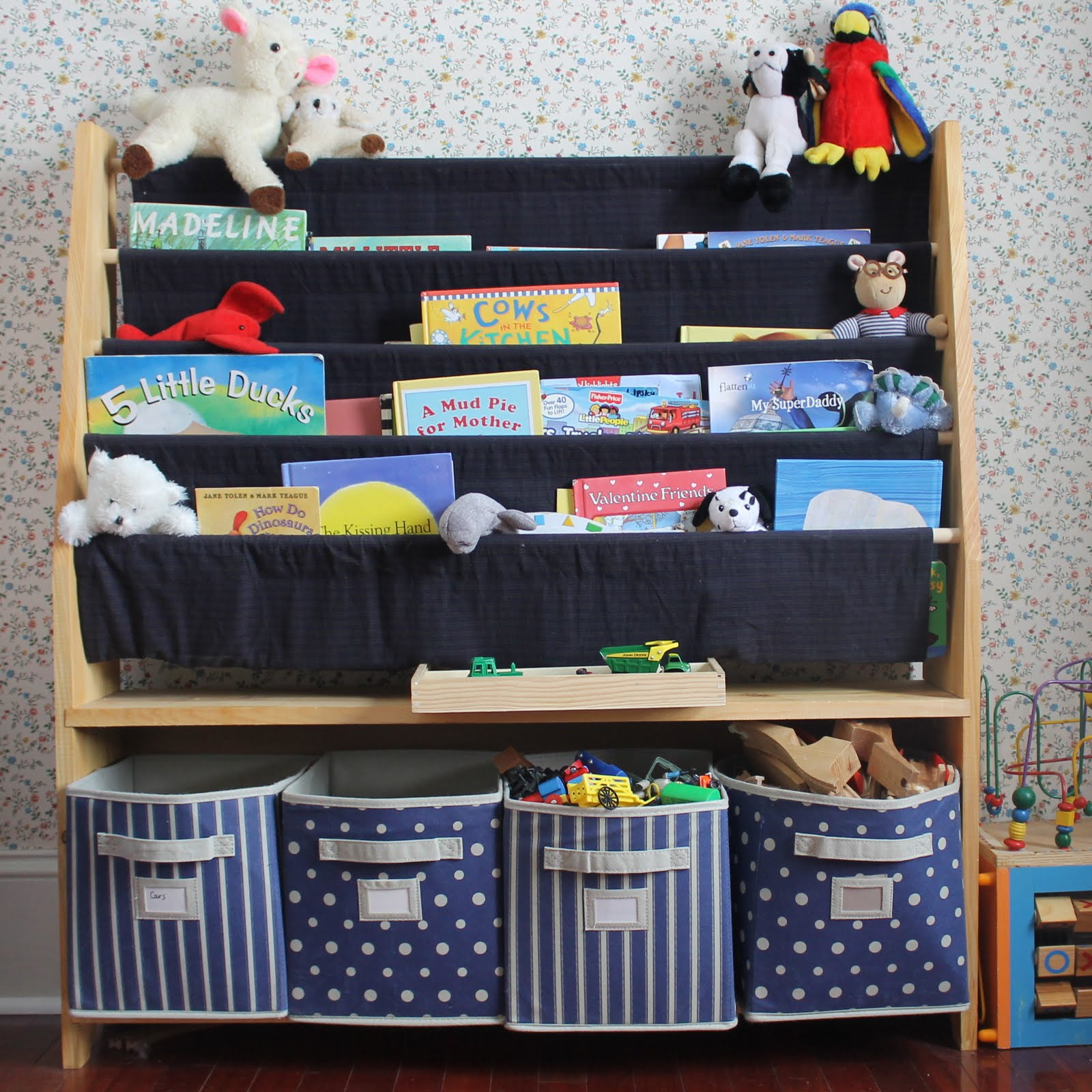 Born Imaginative Sling Bookshelf With Storage Bins For Kids throughout measurements 1600 X 1600