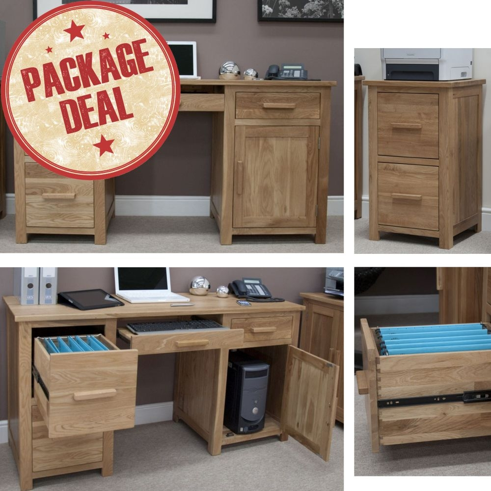 Boston Solid Oak Home Office Furniture Large Desk And Filing Cabinet with dimensions 1000 X 1000