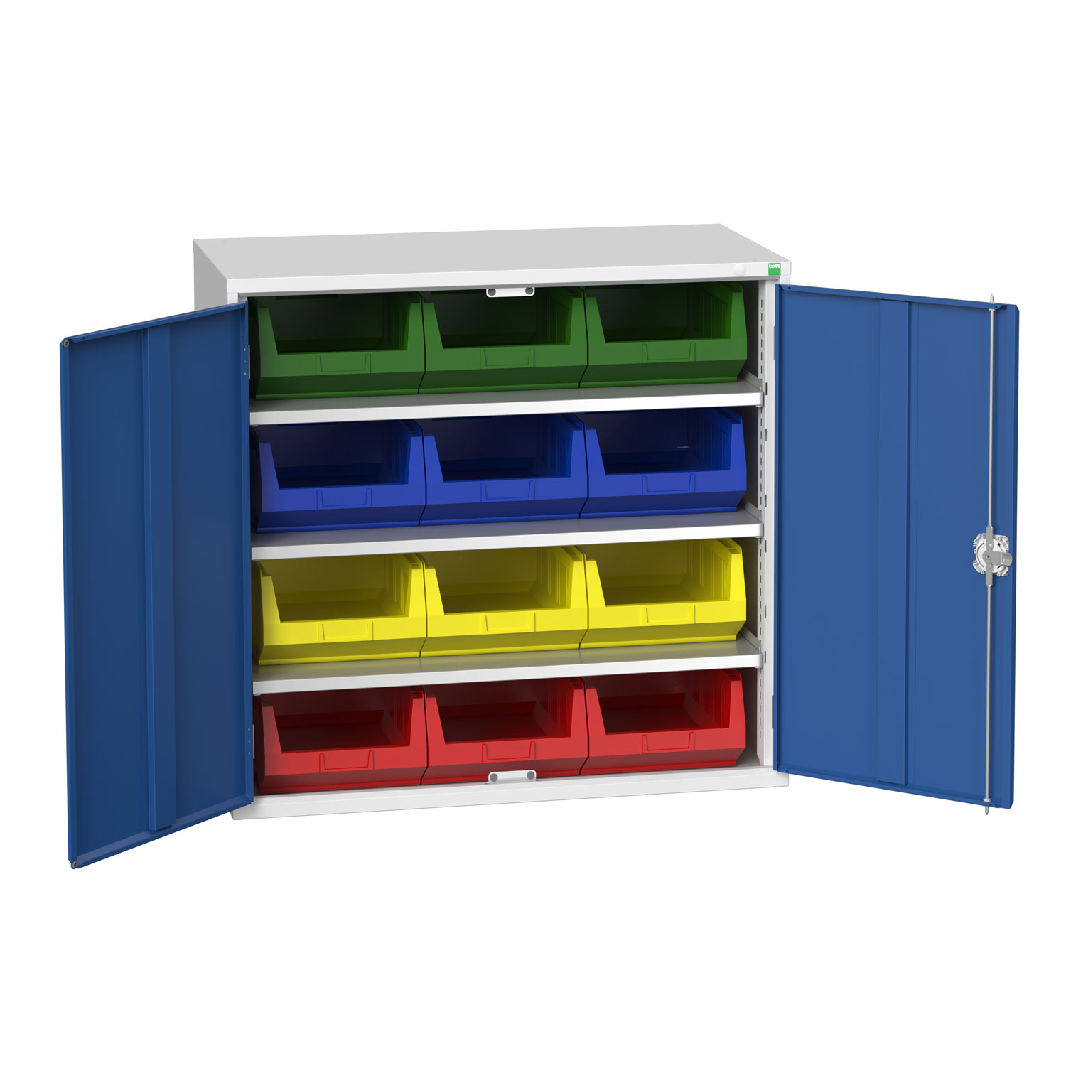 Bott Workshop Cabinet 12 Assorted Storage Bins 3 Shelves in dimensions 1500 X 1500