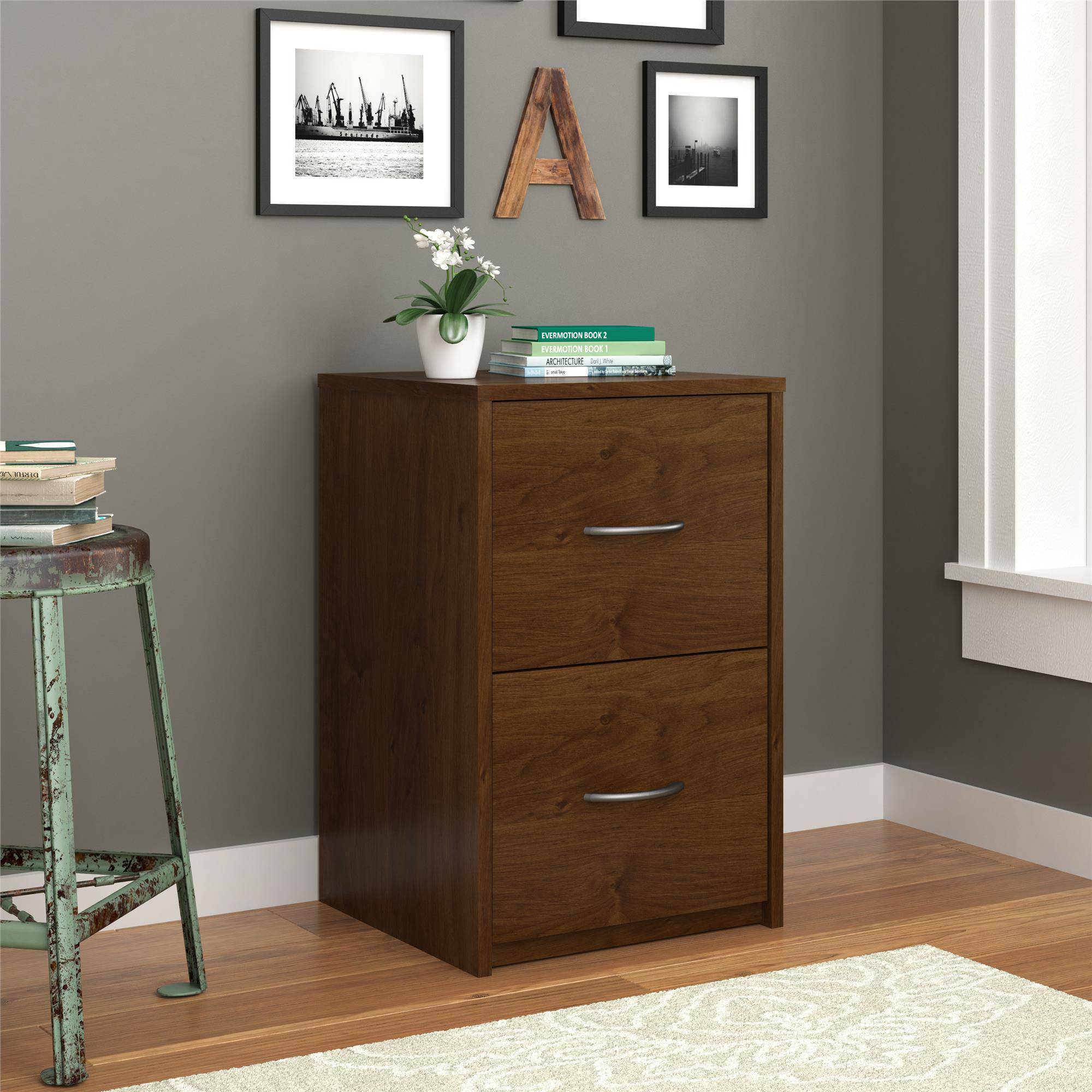 Bradley 4 Drawer Vertical Wood Filing Cabinet Black Walmart within proportions 2000 X 2000