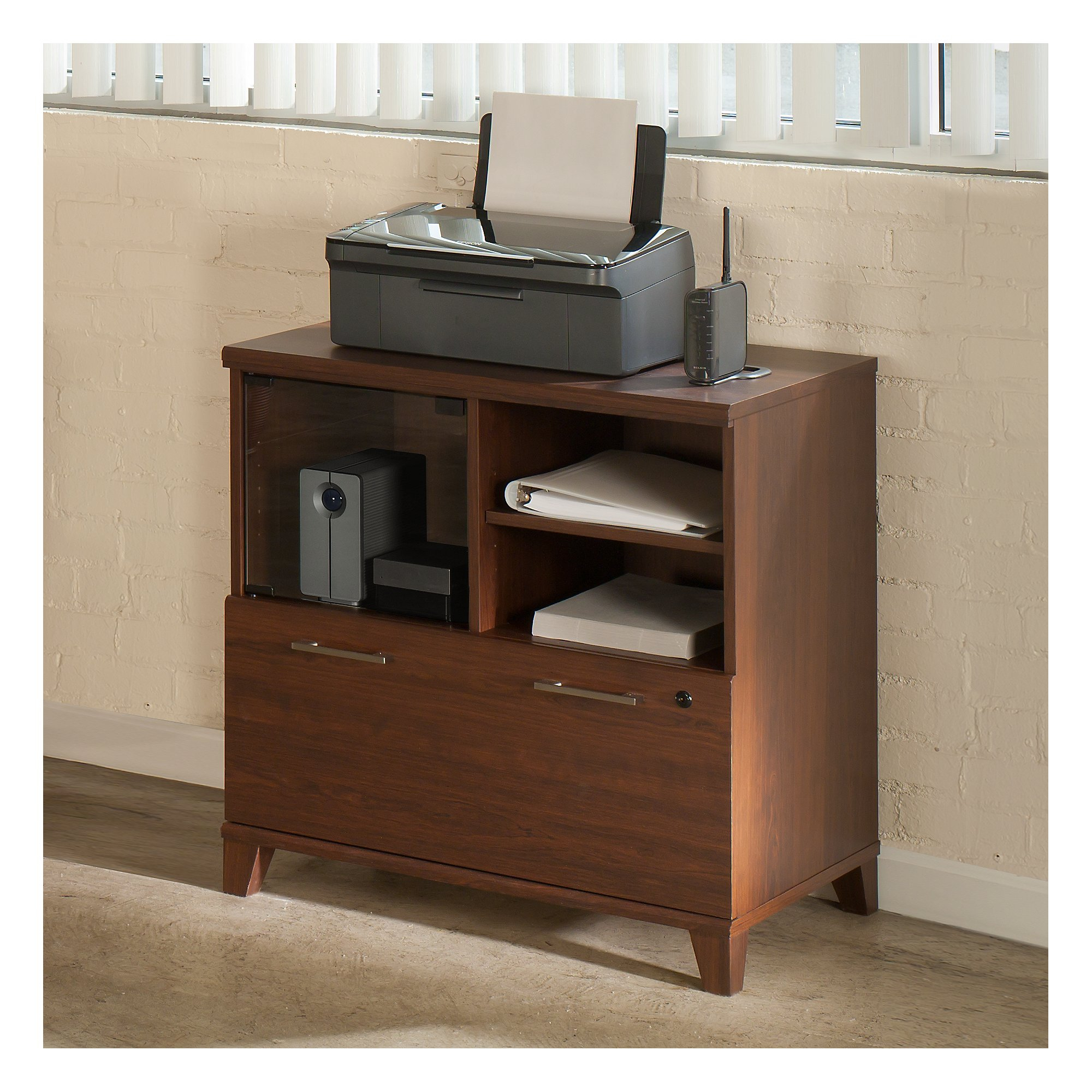 Bush Furniture Achieve Printer Stand File Cabinet In Sweet Cherry pertaining to sizing 2000 X 2000