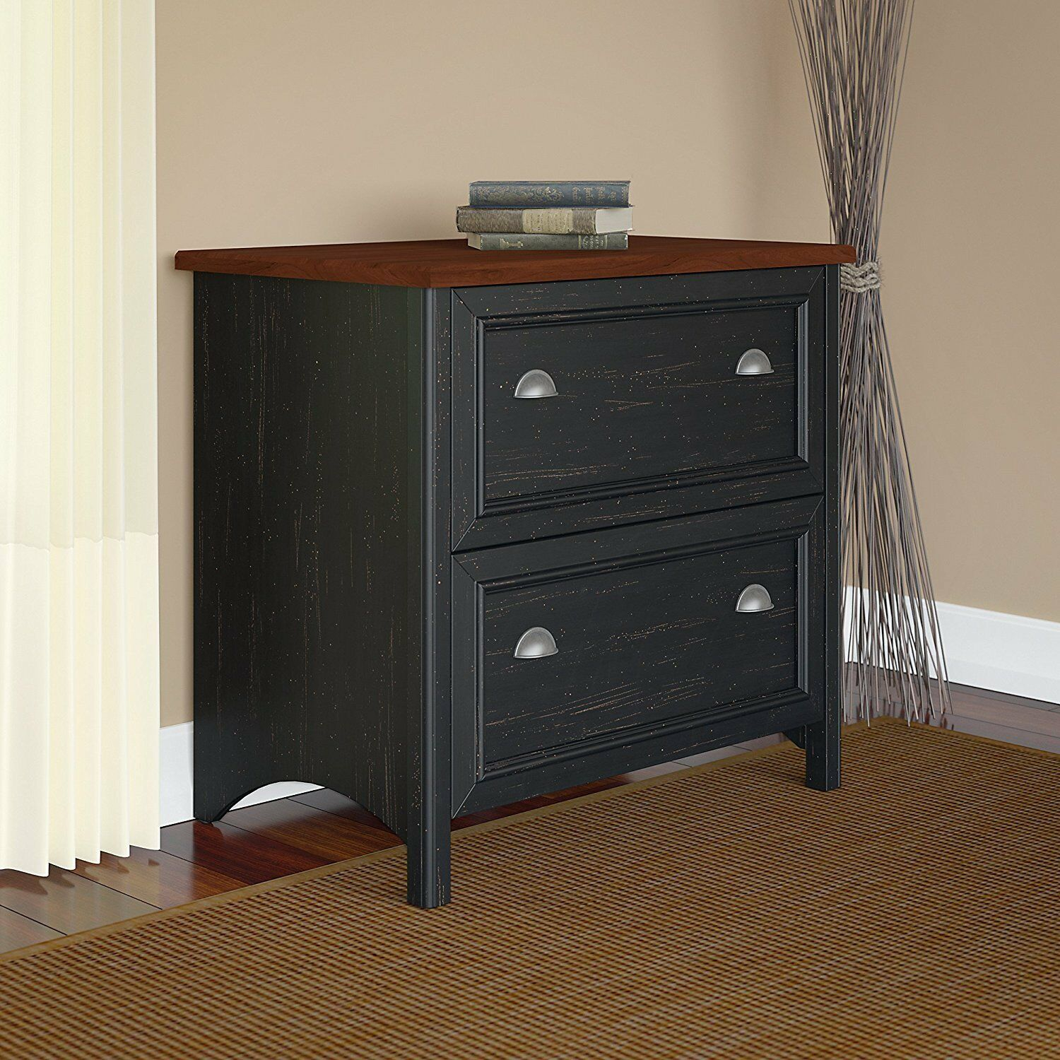 Bush Furniture Stanford 2 Drawer Lateral File Cabinet In Antique Black And within measurements 1500 X 1500