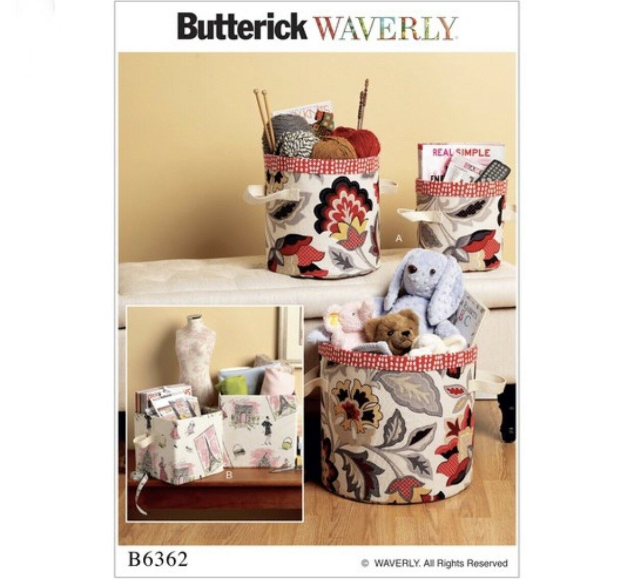 Butterick Sewing Pattern B6362 Storage Bins Waverly Uncut For intended for measurements 1242 X 1135