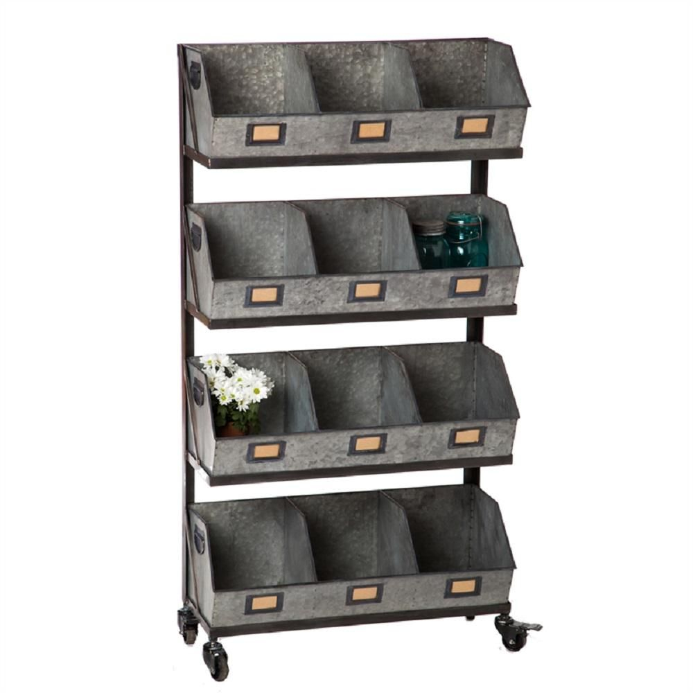 Cape Craftsman Large 12 Metal Storage Bin With Black Display Rack regarding measurements 1000 X 1000