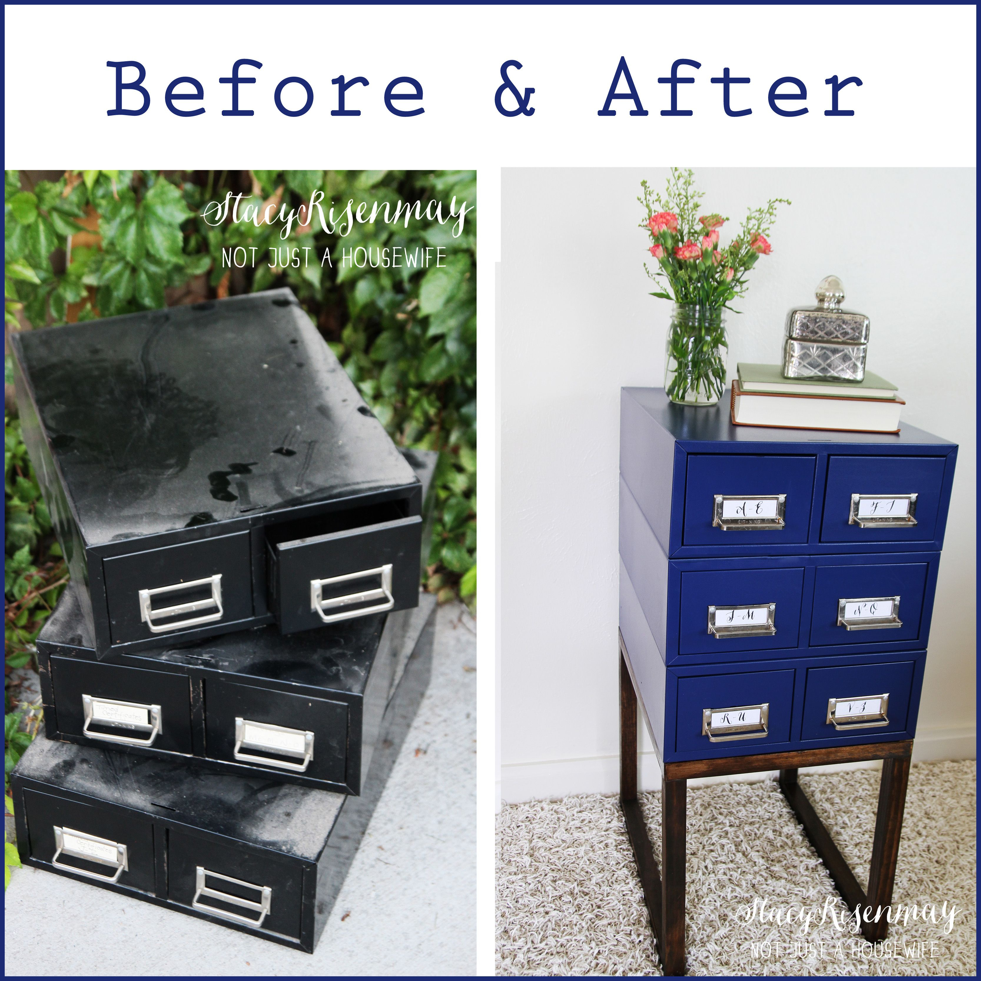 Card Catalog Side Table Repurpose Reuse Thrift It Filing in proportions 3333 X 3333