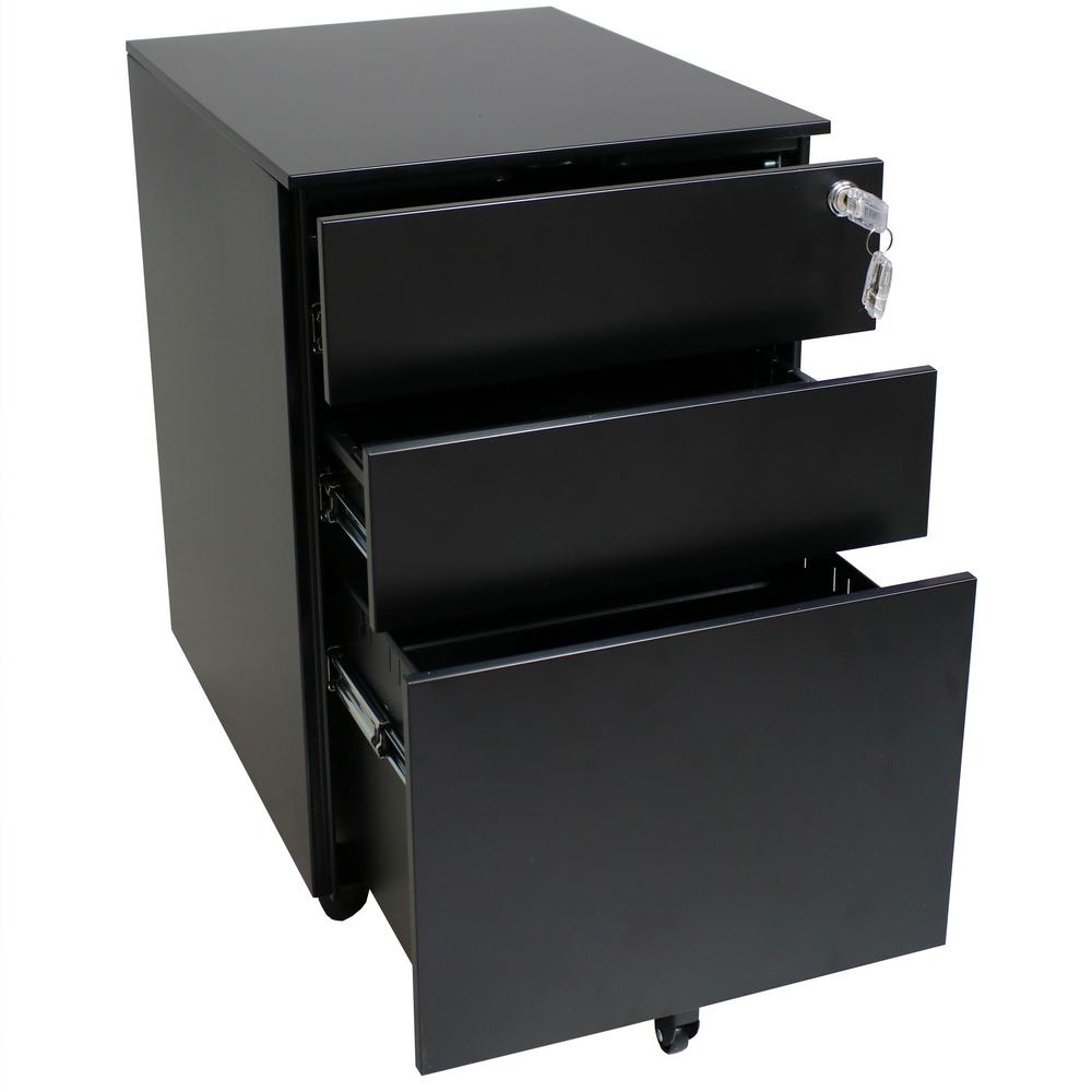 Casl Brands Rolling Black File Cabinet With Lock And Gray Cushion in proportions 1000 X 1000