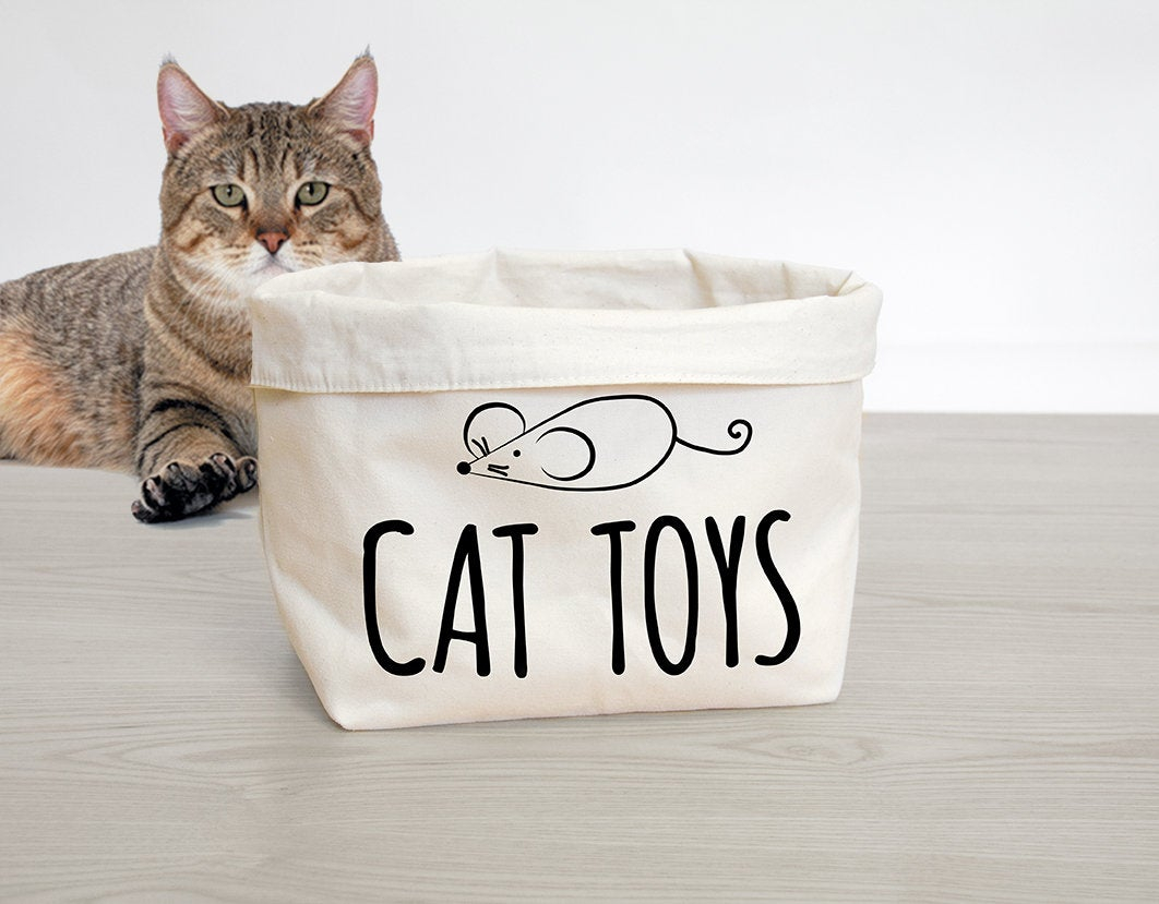 Cat Toys Basket Cat Toys Storage Bag Printed Cat Toys Bin Etsy with size 1062 X 829