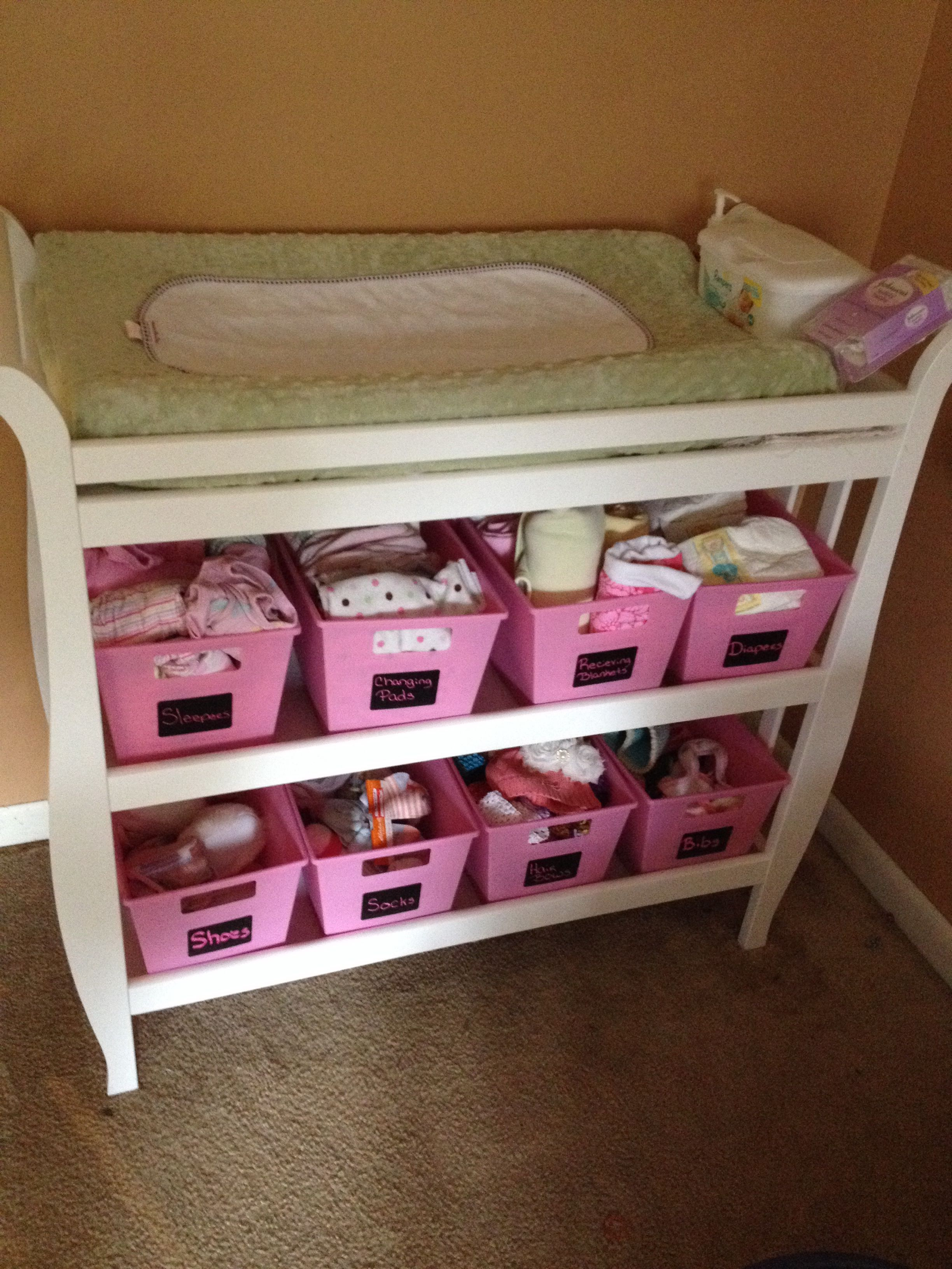 Changing Table Organized With Dollar Tree Bins And Chalkboard Labels intended for size 2448 X 3264