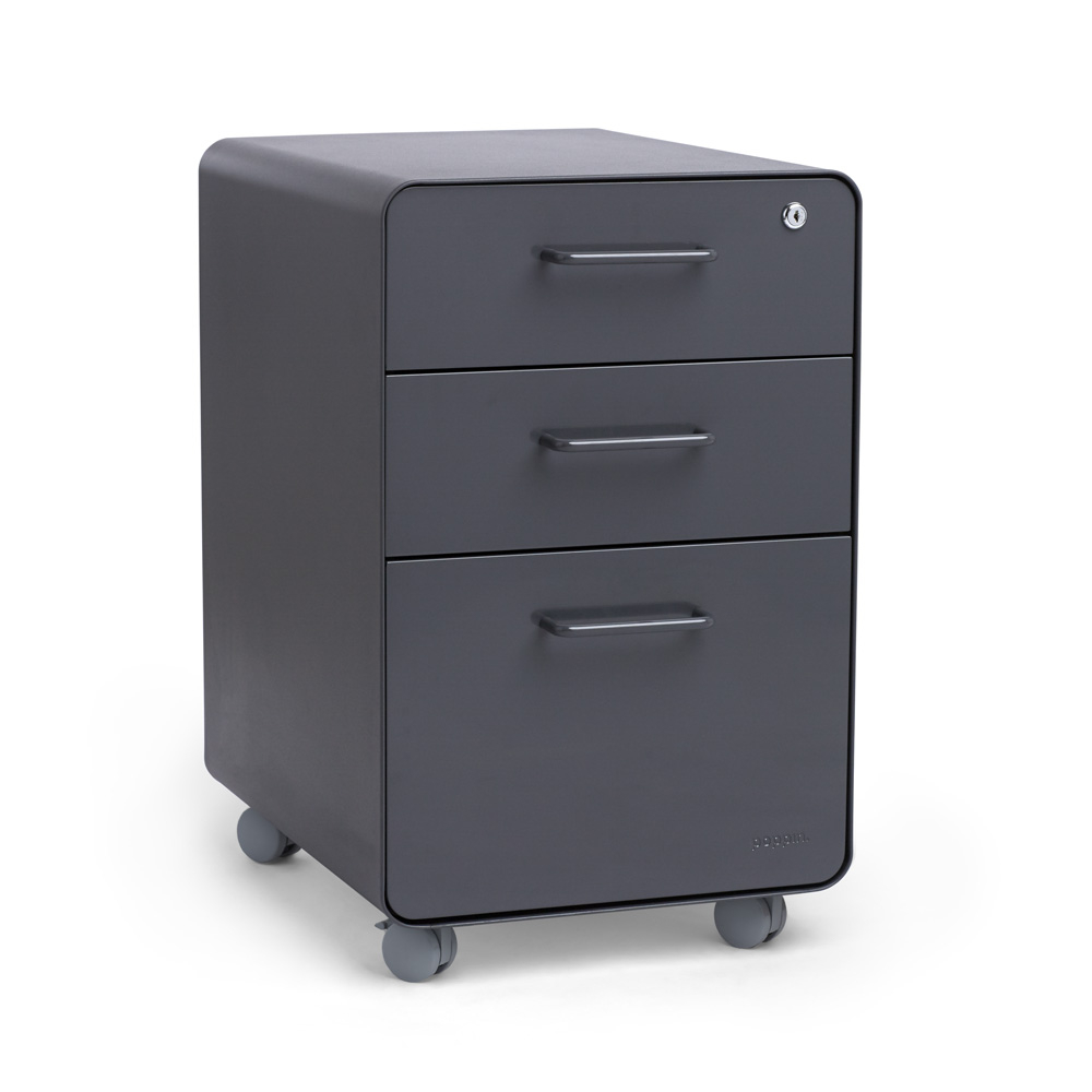 Charcoal Stow 3 Drawer File Cabinet Rolling Poppin for size 1000 X 1000