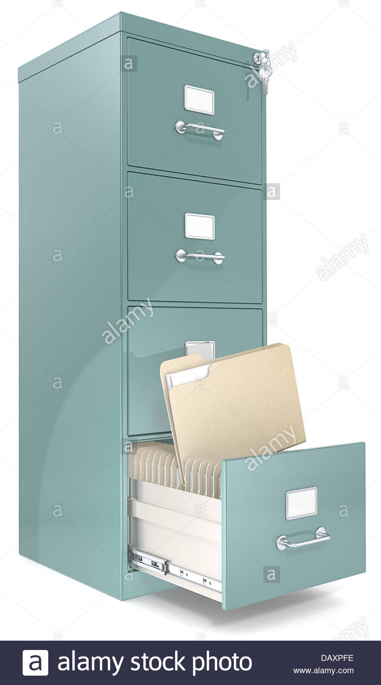 Classic File Cabinet With Lock One Open Drawer Copy Space Stock within proportions 774 X 1390