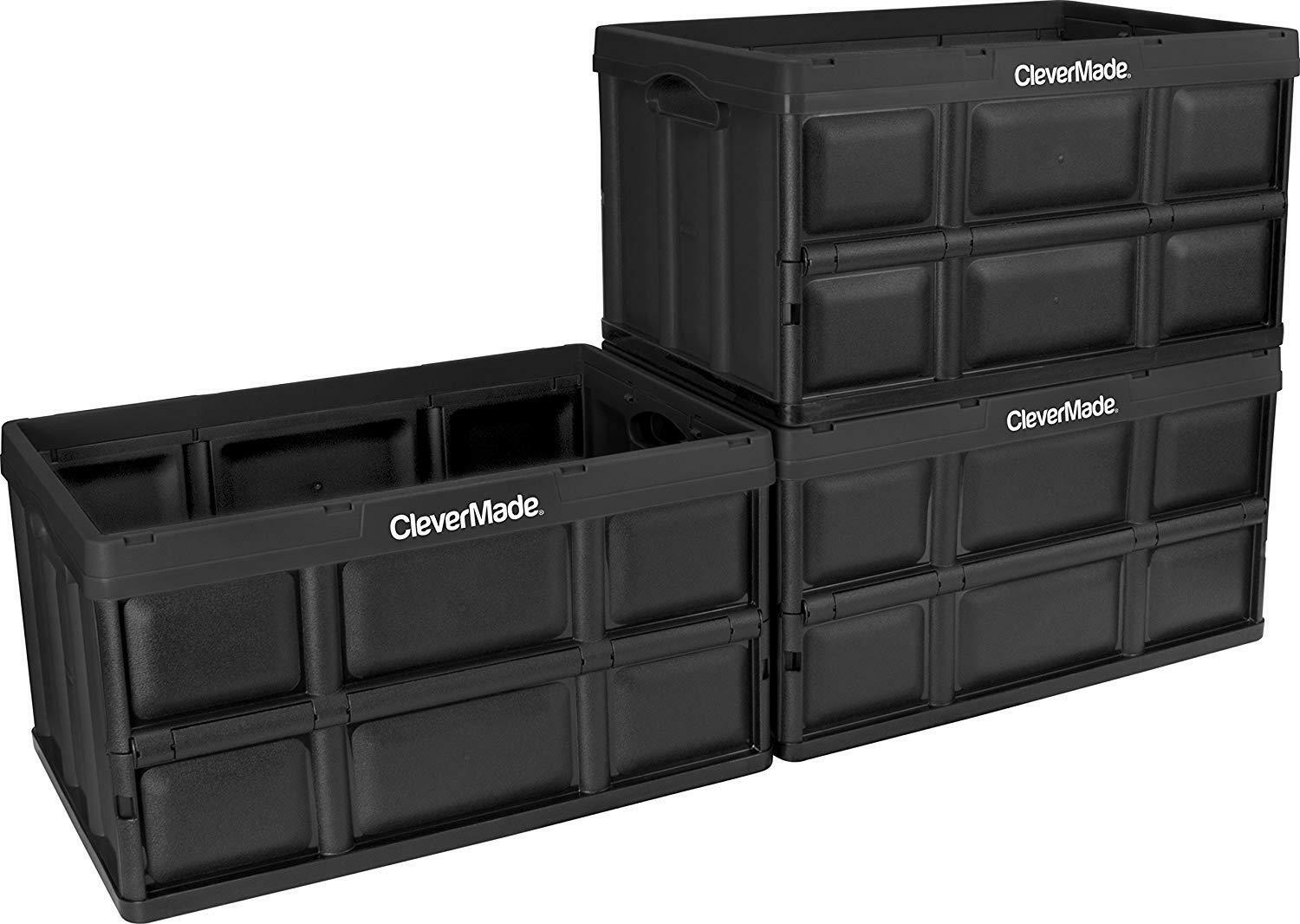 Clevermade 62l Collapsible Storage Bins Durable Plastic Stackable within dimensions 1500 X 1066