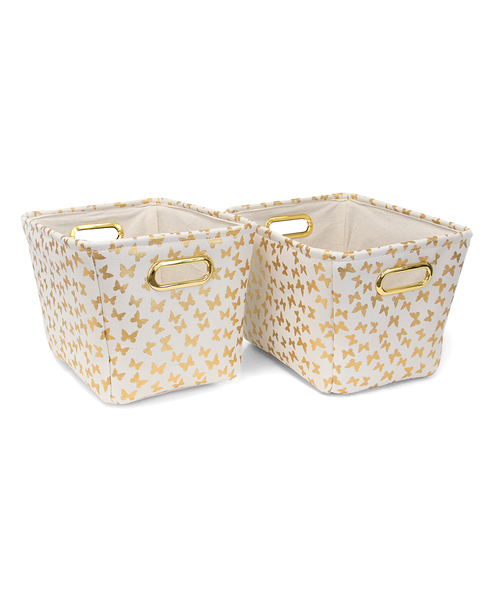 Closet Complete Gold Butterfly Storage Bin Set Of Two Zulily with regard to proportions 1000 X 1201