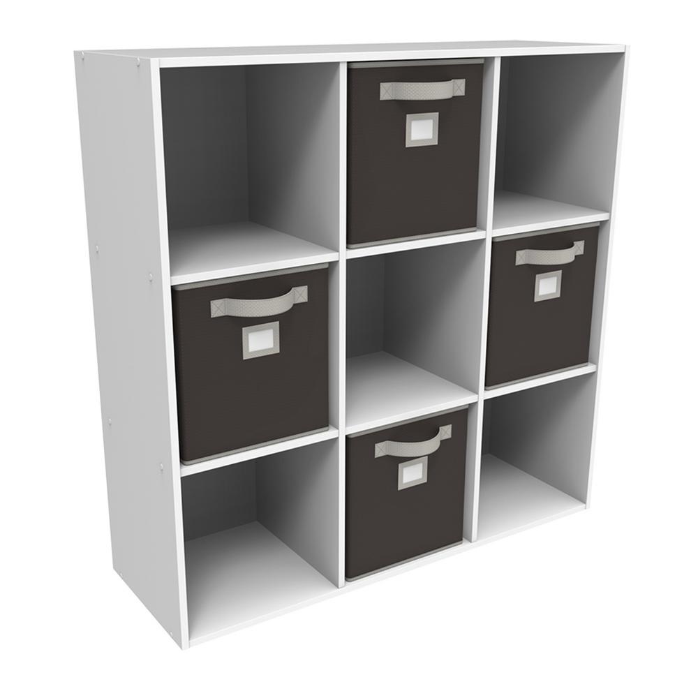 Closetmaid 36 In X 36 In White Stackable 9 Cube Organizer With 4 Brown Bins with regard to size 1000 X 1000